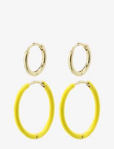 LUZIA yellow hoop earrings 2-in-1 set gold-plated - lykkjur - gold plated