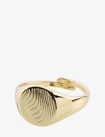 LOVE signet ring - pierścionki - gold plated