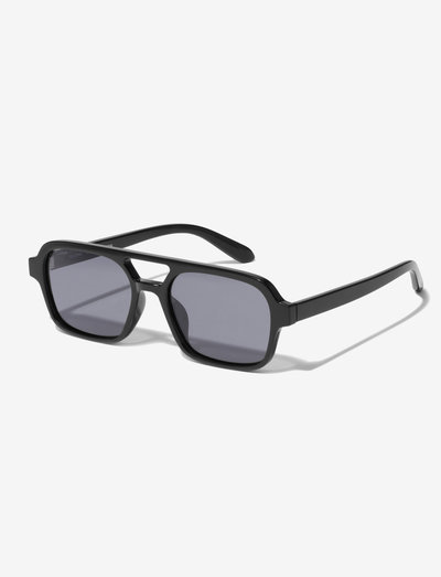 CASS recycled retro style sunglasses black - firkantet innfatning - black