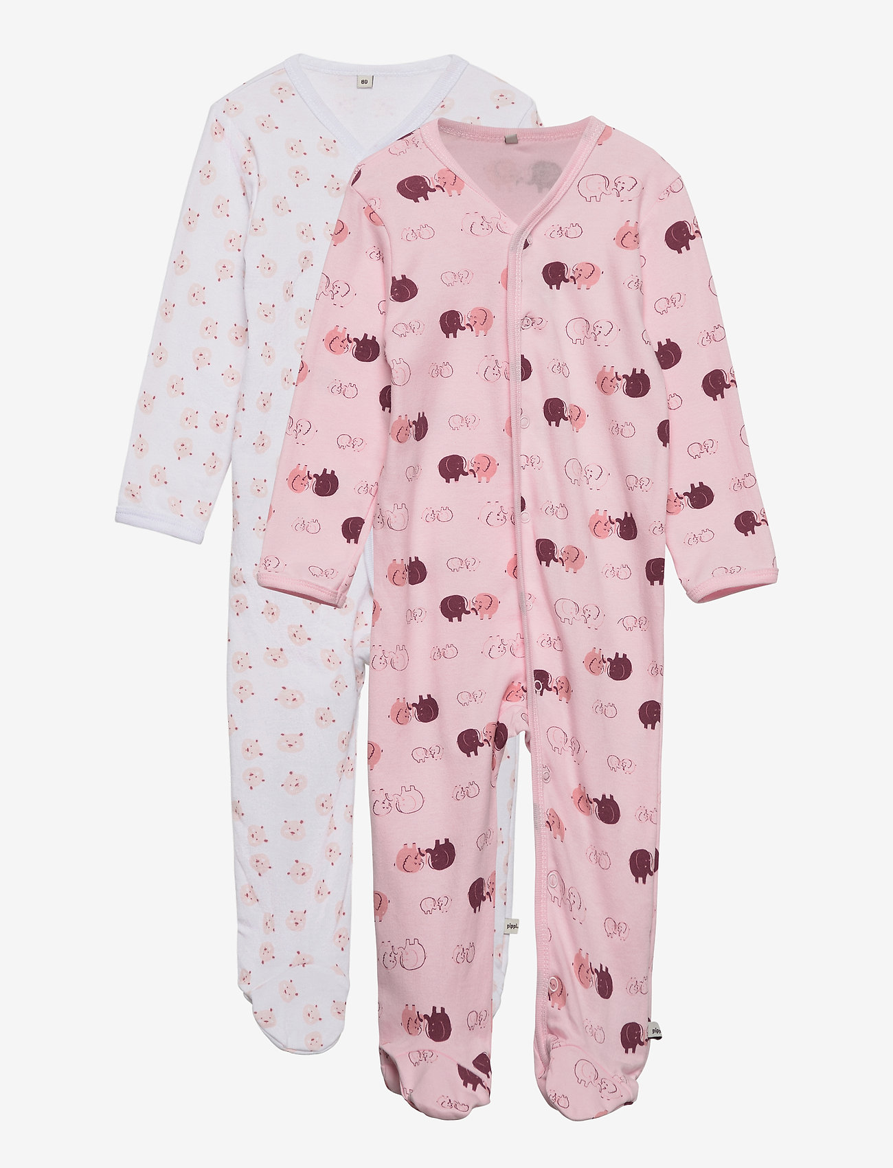 Pippi - Nightsuit w/f -buttons 2-pack - grenouillères - lightrose - 0