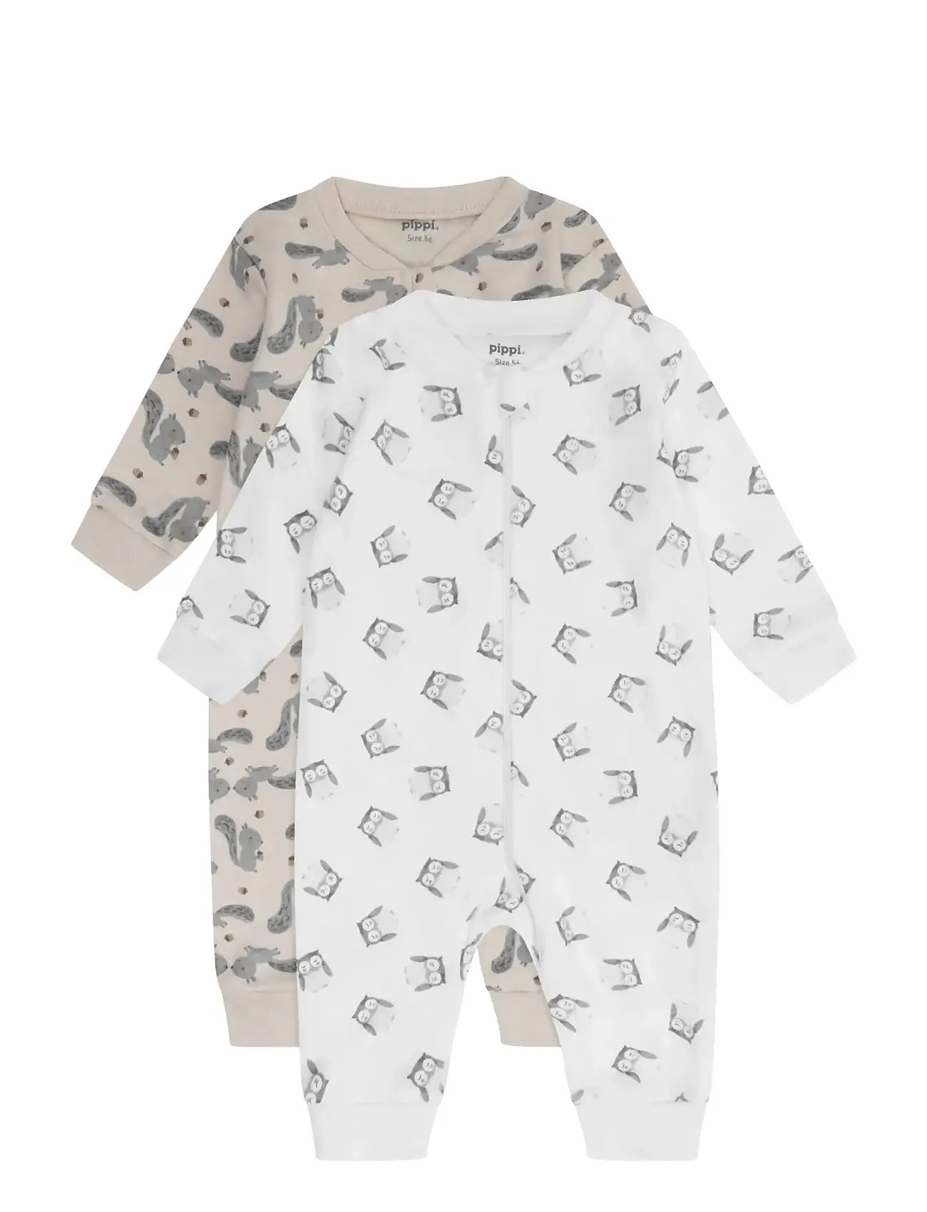 PIPPI Nightsuit -Zipper (2-Pack) Beige - 56 - Kinder