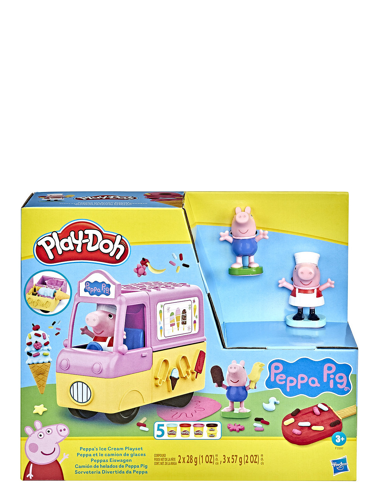 Peppa's Ice Cream Playset With Ice Cream Truck, Peppa And George Figures Toys Creativity Drawing & Crafts Craft Play Dough Multi/patterned Play Doh