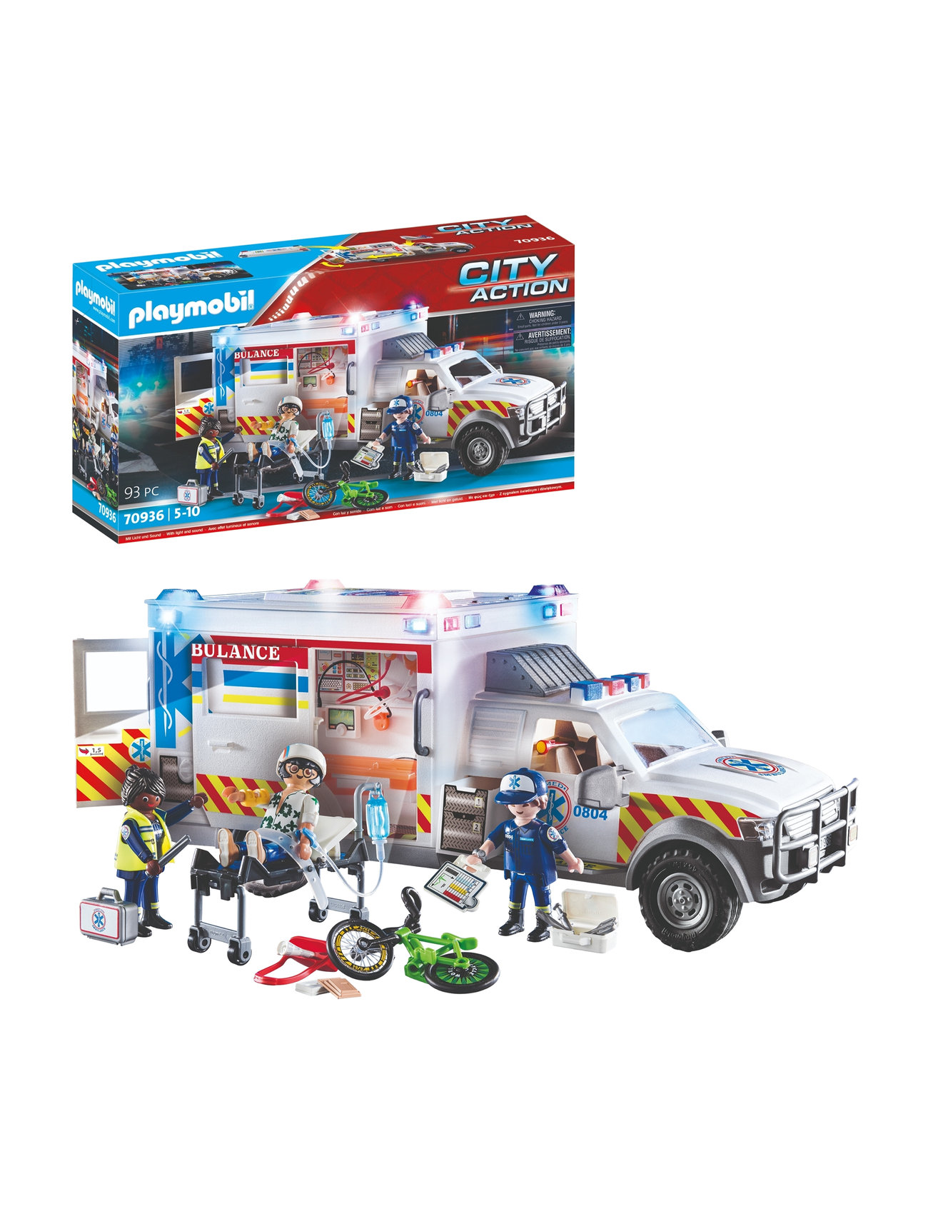 Playmobil City Action Us Ambulance With Lights And Sound - 70936 Toys Playmobil Toys Playmobil City Action Multi/patterned PLAYMOBIL