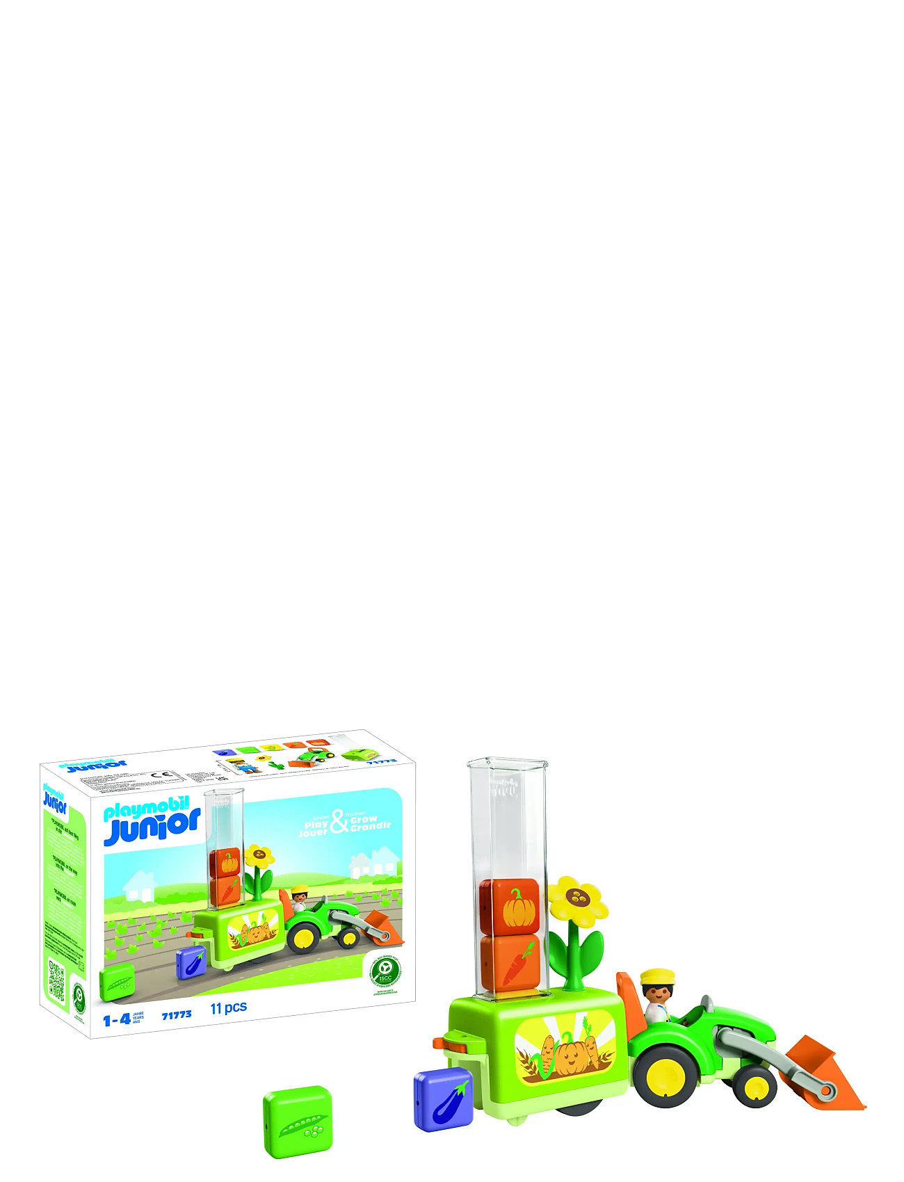 PLAYMOBIL Junior: Tractor With Load And, One Size, Green, Playmobil Legetøj > Playmobil Junior, Børn
