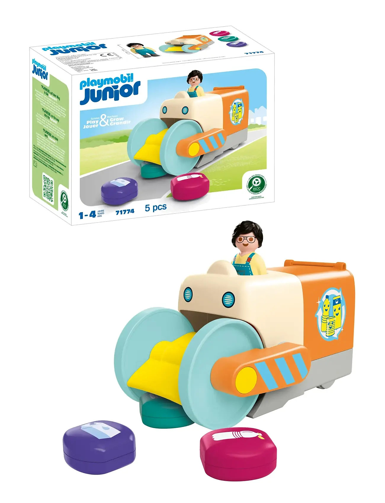 PLAYMOBIL Junior: Push And Grab Garbage, One Size, Multi/patterned, Playmobil Legetøj > Playmobil Junior, Børn