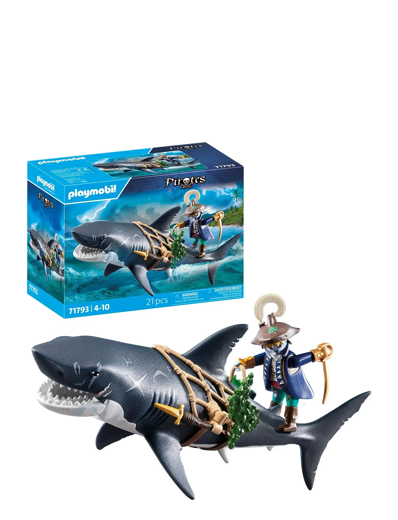 PLAYMOBIL Giant Shark With Pirate, One Size, Multi/patterned, Playmobil Legetøj > Playmobil Pirates, Børn