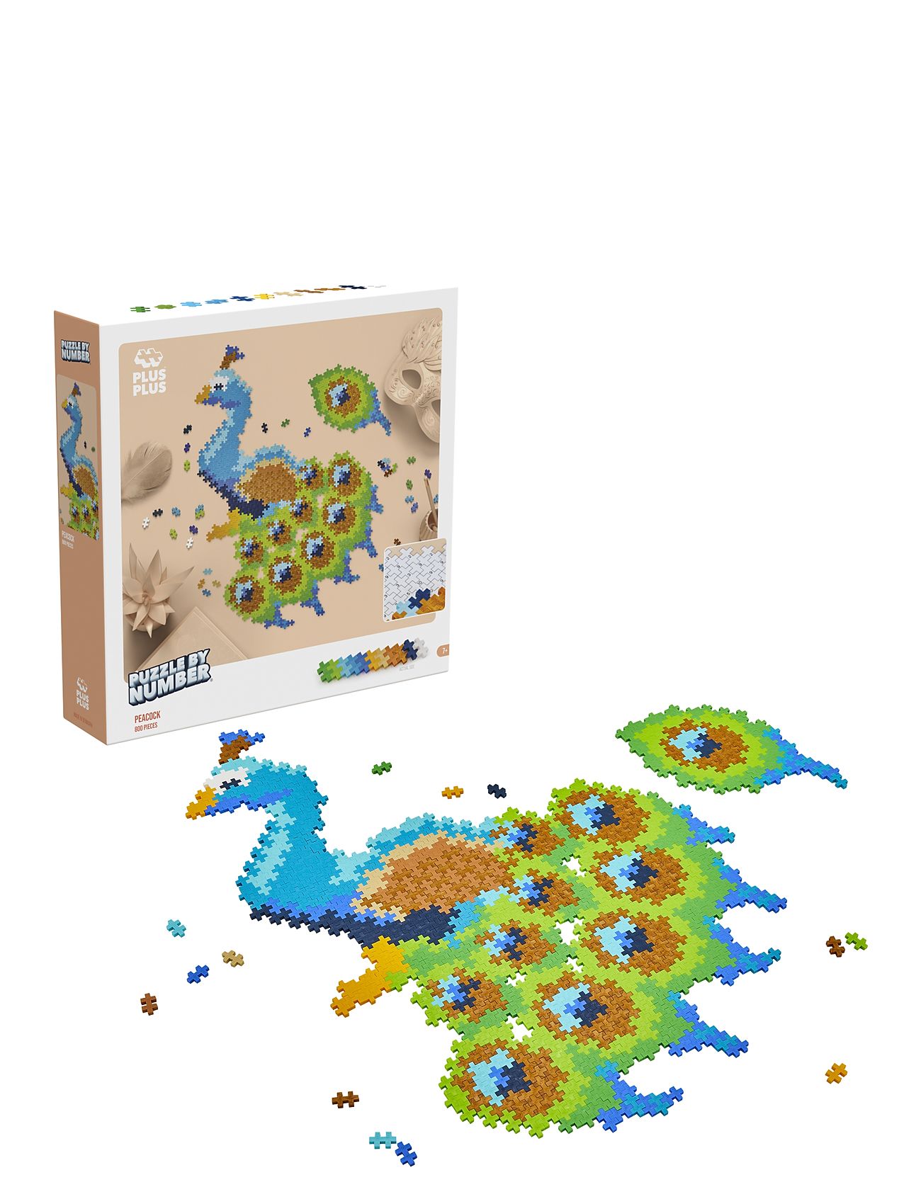 Plus-Plus Puzzle By Number Peacock 800Pcs Toys Building Sets & Blocks Building Sets Multi/patterned Plus-Plus