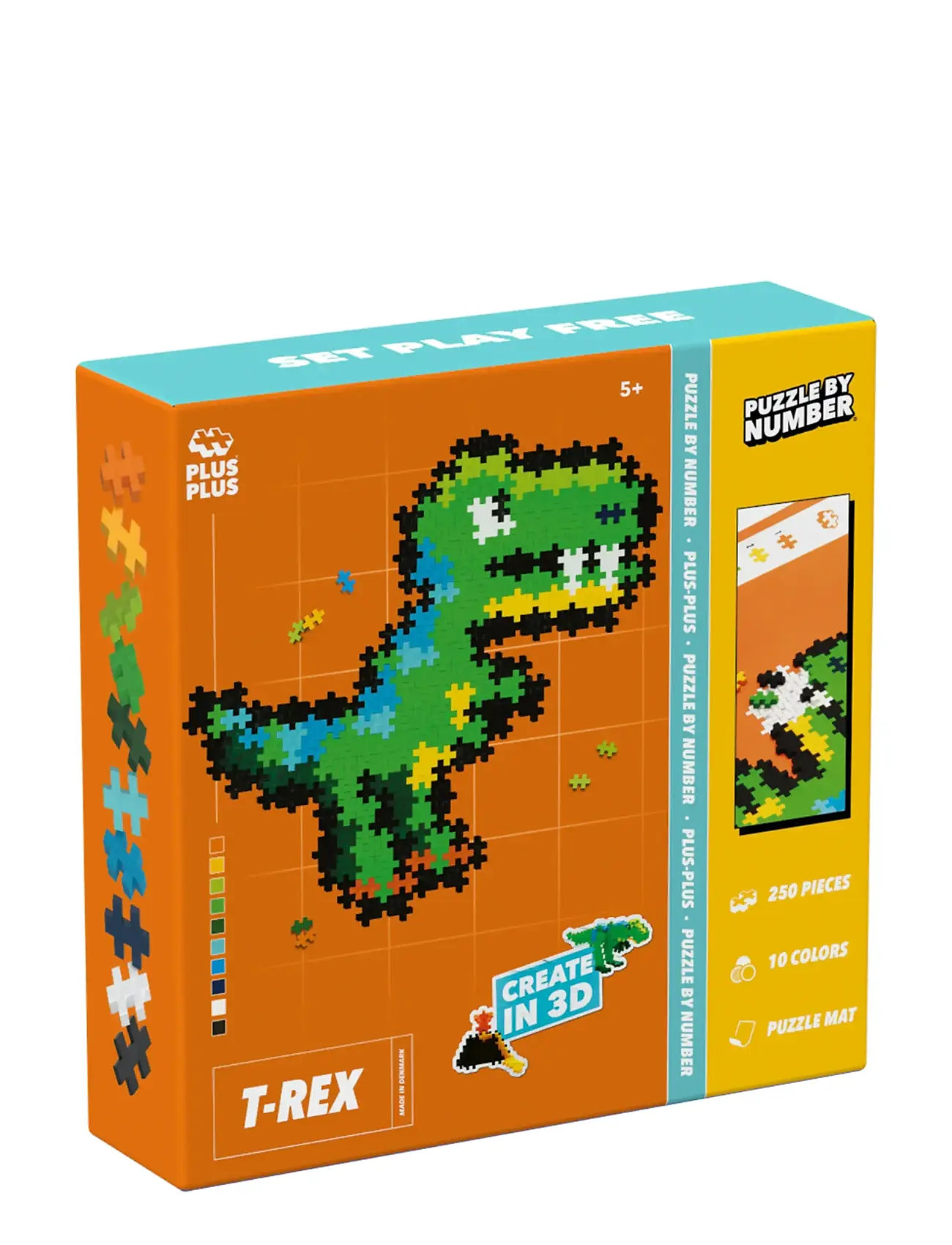 Plus-Plus Plus-Plus Puzzle By Number T-Rex 250 Pcs, One Size, Multi/patterned, Puslespil > Klassiske Puslespil, Børn