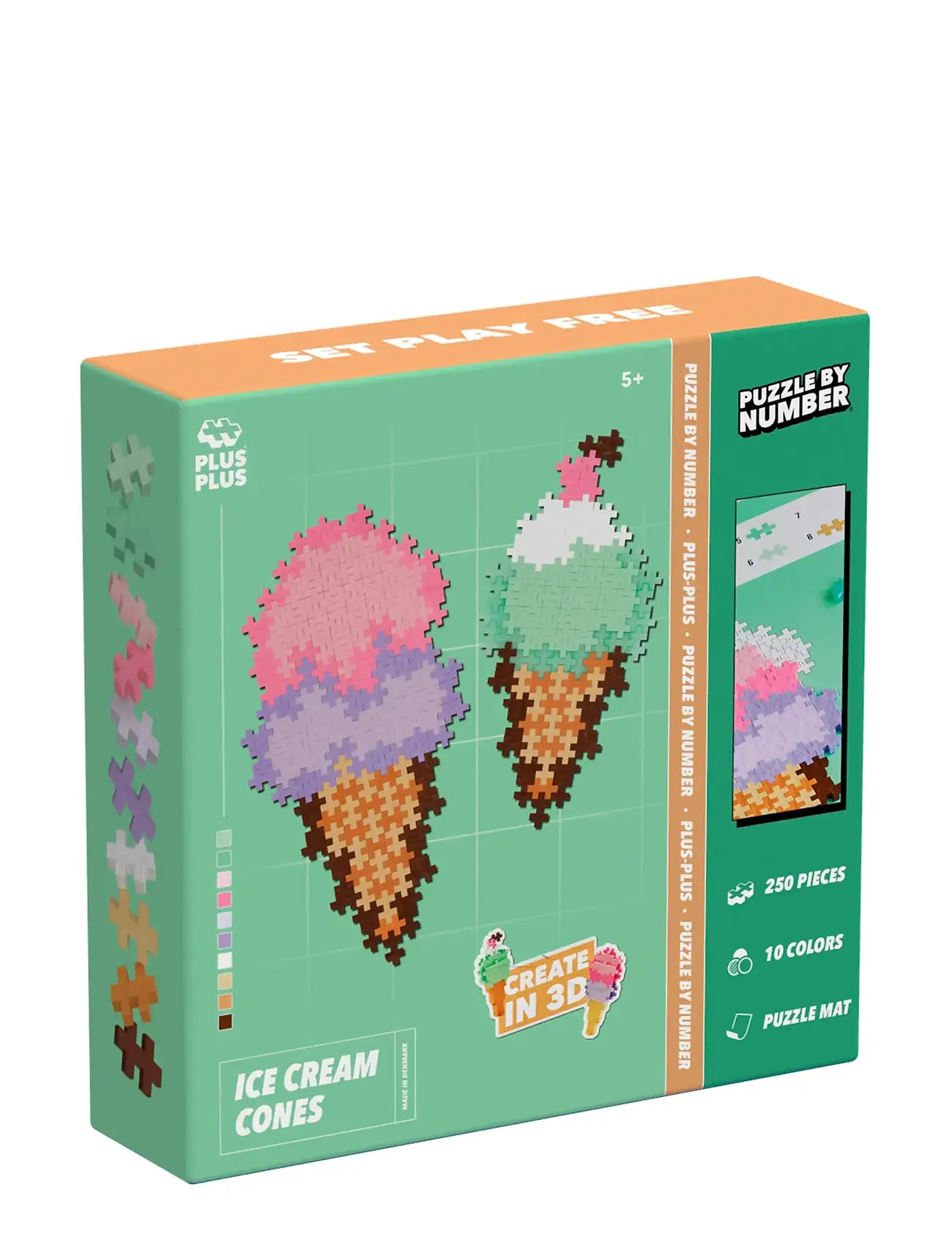 Plus-Plus Plus-Plus Puzzle By Number Ice Cream Cones 250Pcs, One Size, Pink, Byggesæt Og -Klodser > Byggesæt, Børn