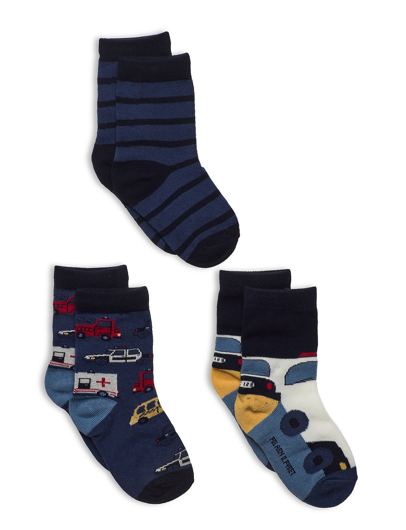 Socks 3-Pack Jaquard/Striped Preschool Socks & Tights Socks Sininen Polarn O. Pyret