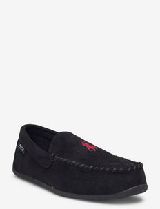 DECLAN - slippers - black micro/red