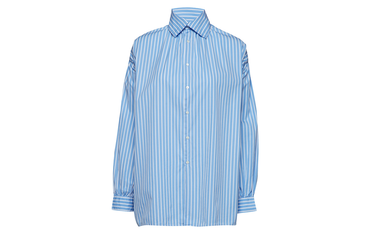 Blue Polo Button Lauren 954 100 down Coton Puff sleeve Ralph white RPRq4wS