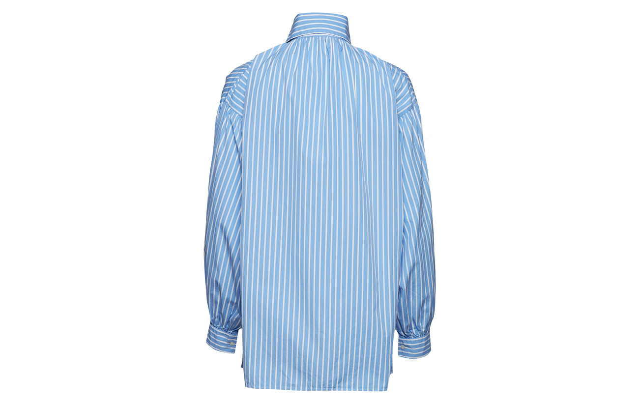 Blue Polo Button Lauren 954 100 down Coton Puff sleeve Ralph white RPRq4wS