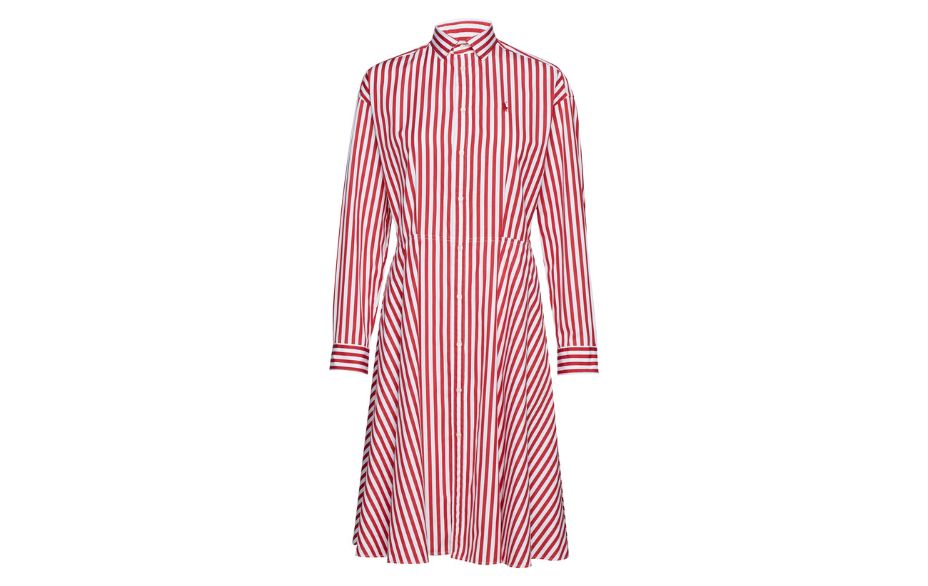 100 Polo 955a Cotton Lauren White Ralph Coton Shirtdress Red Broadcloth wgwUpq8