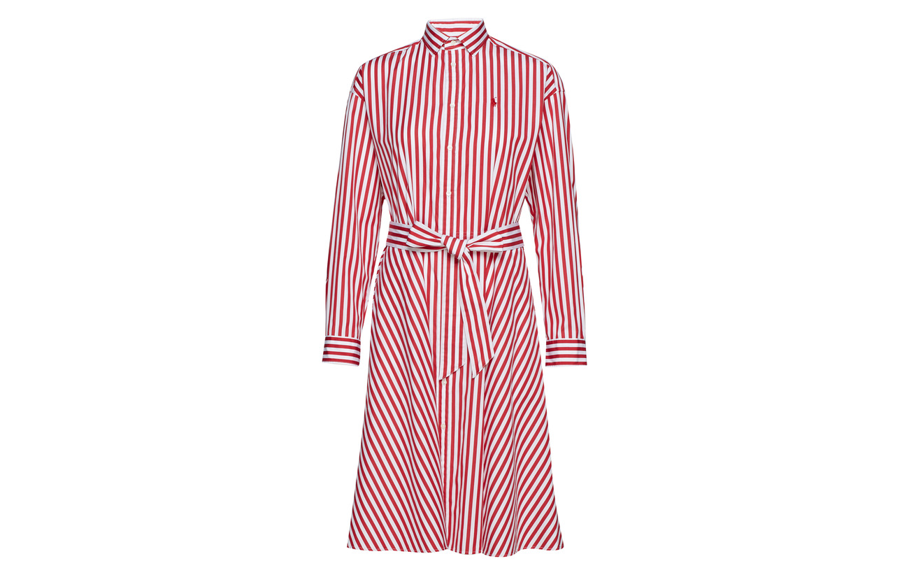 100 Polo 955a Cotton Lauren White Ralph Coton Shirtdress Red Broadcloth wgwUpq8