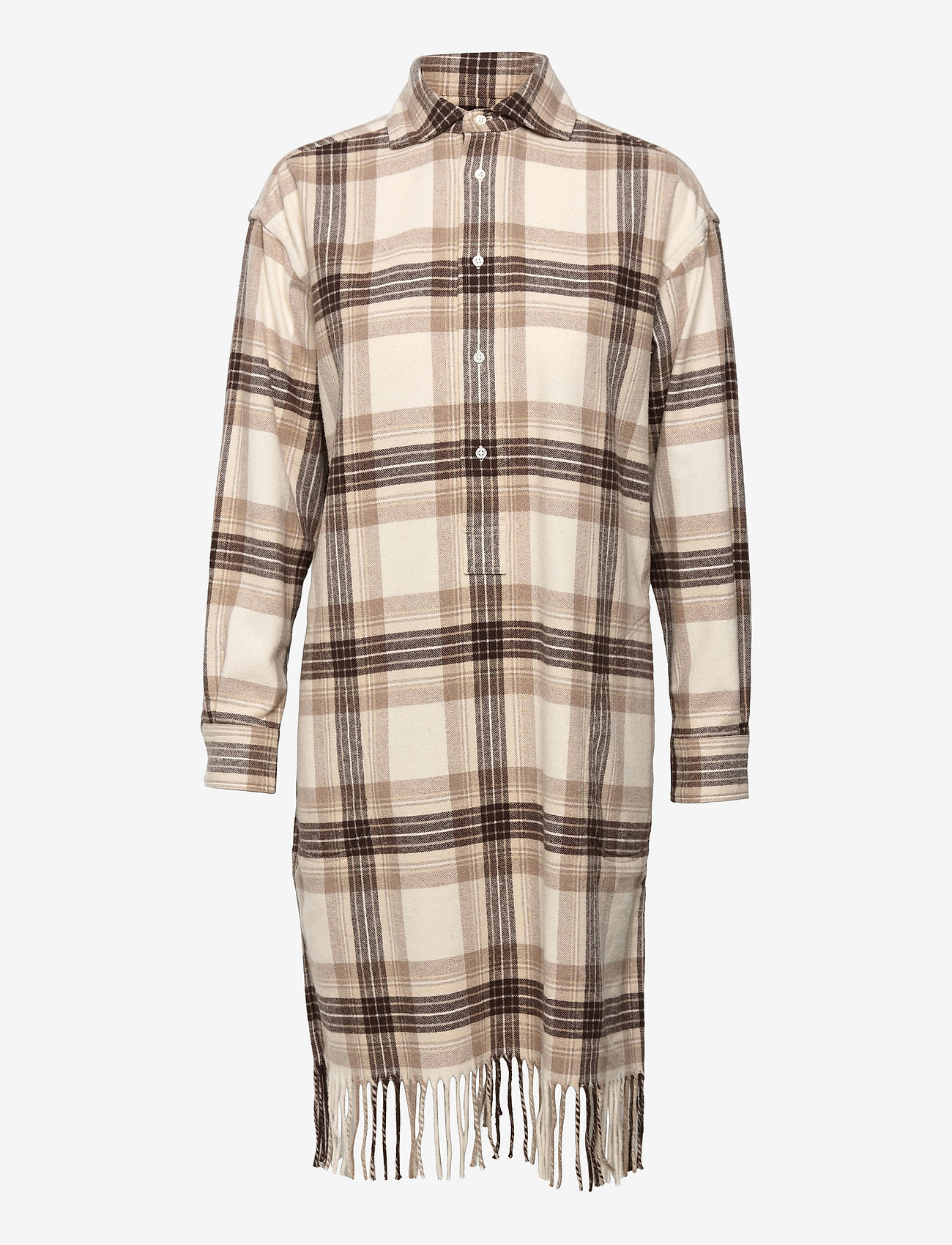 ralph lauren fringe trim plaid shirt