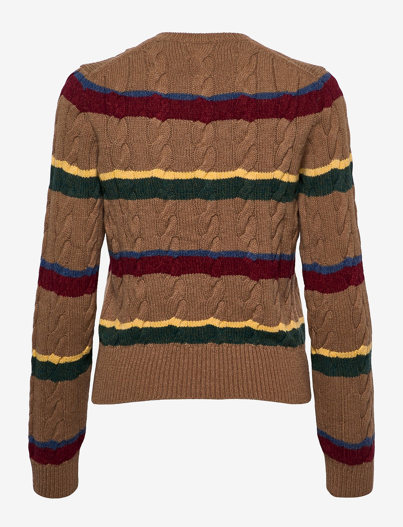 Polo Ralph Lauren Striped Cableknit Cardigan (Camel Multi Strip