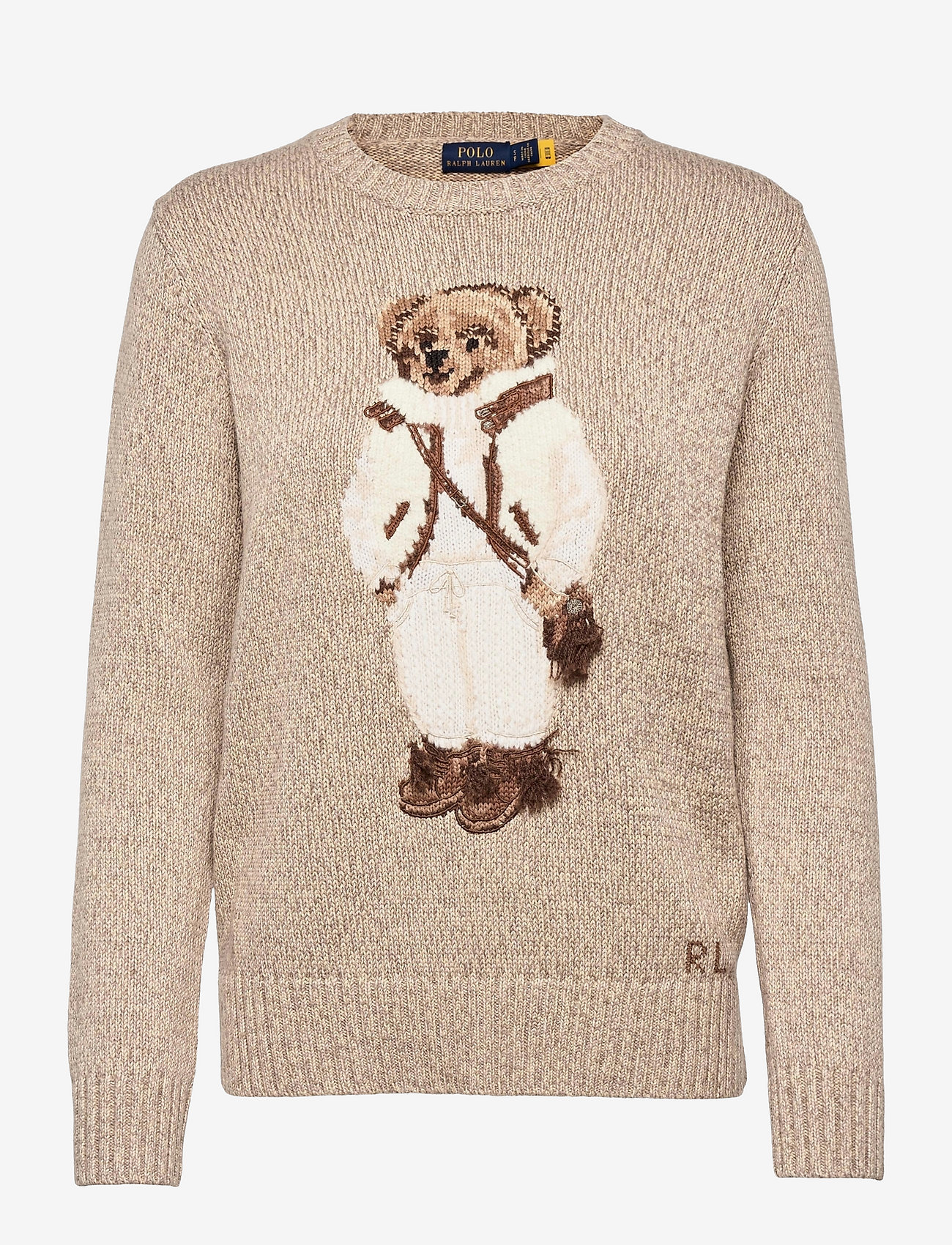 Polo Ralph Lauren - Shearling Polo Bear Wool-Blend Sweater - taupe multi - 0