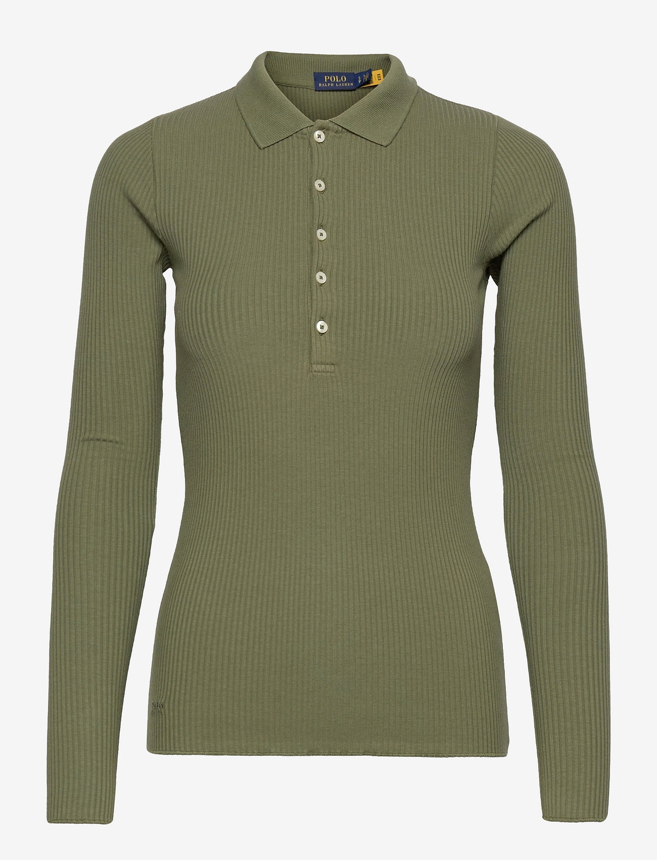 Polo Ralph Lauren - Ribbed Long-Sleeve Polo Shirt - jumpers - army olive - 0