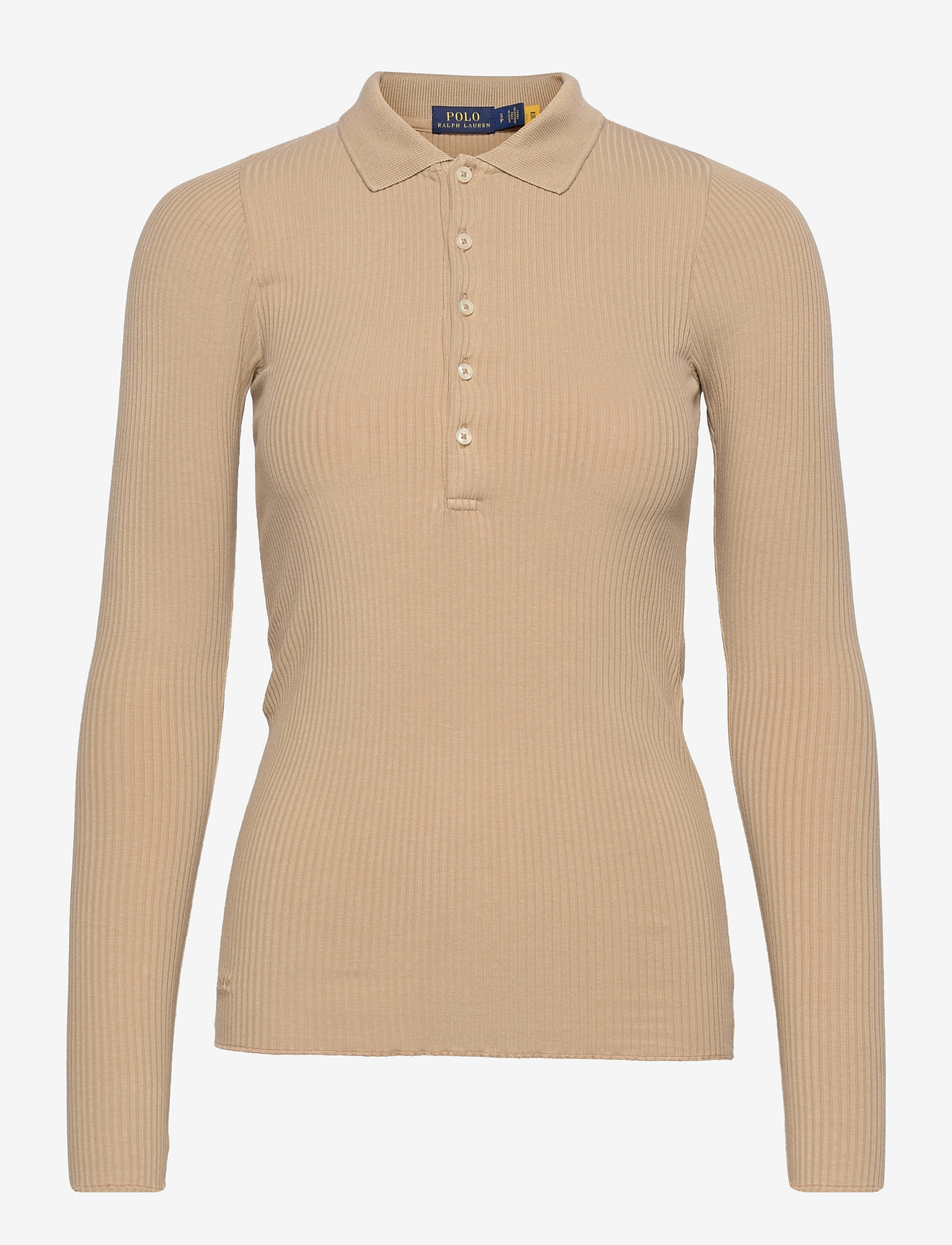Polo Ralph Lauren - Ribbed Long-Sleeve Polo Shirt - jumpers - vintage khaki - 0