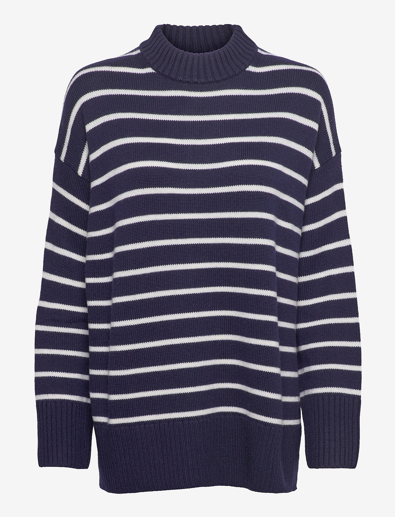 Polo Ralph Lauren - Striped Merino Wool Sweater - jumpers - hunter navy/cream - 0