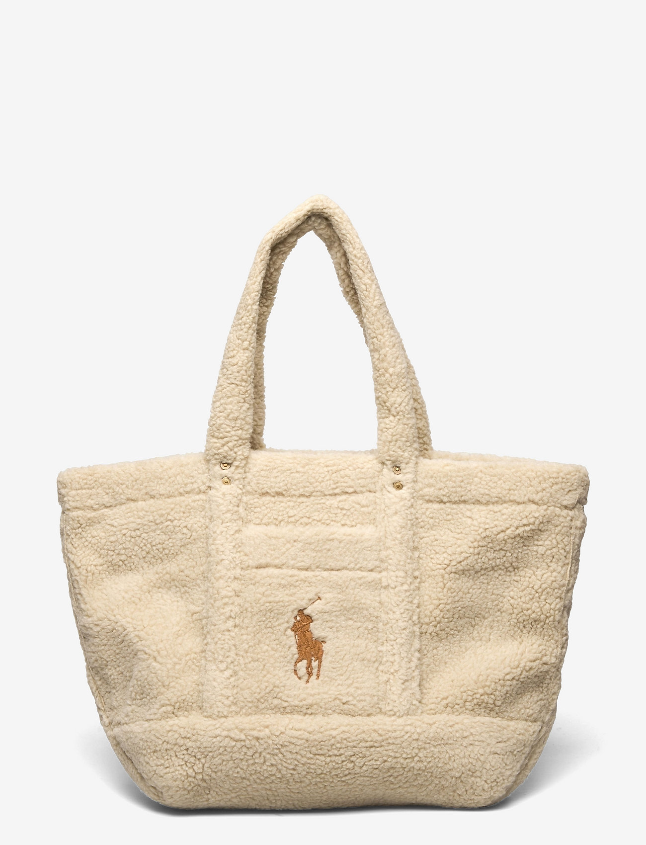 Polo Ralph Lauren - Big Pony Fleece Tote Bag - tote bags - off-white/cuoio - 0