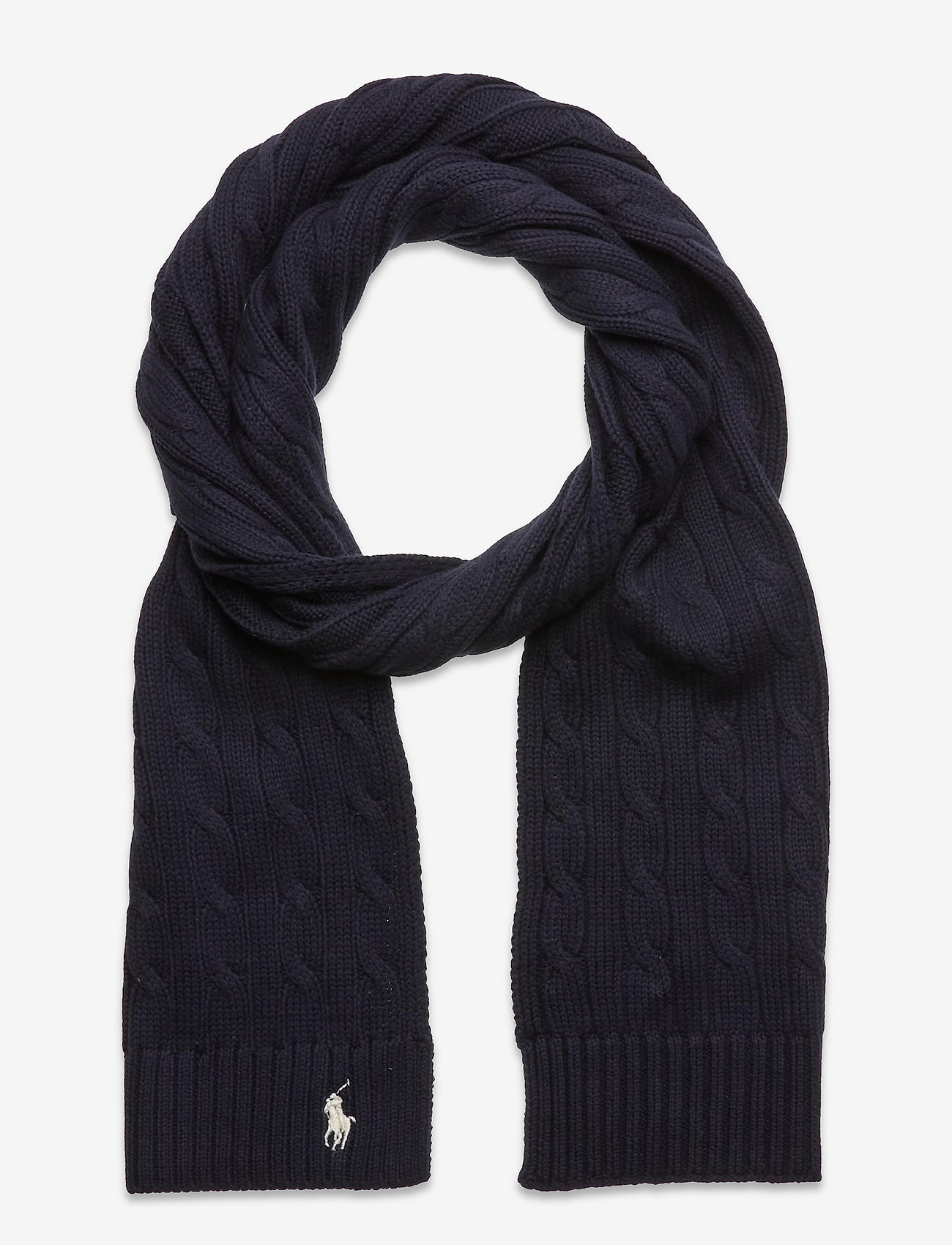 Polo Ralph Lauren - Cable-Knit Cotton Scarf - ziemas šalles - hunter navy - 0