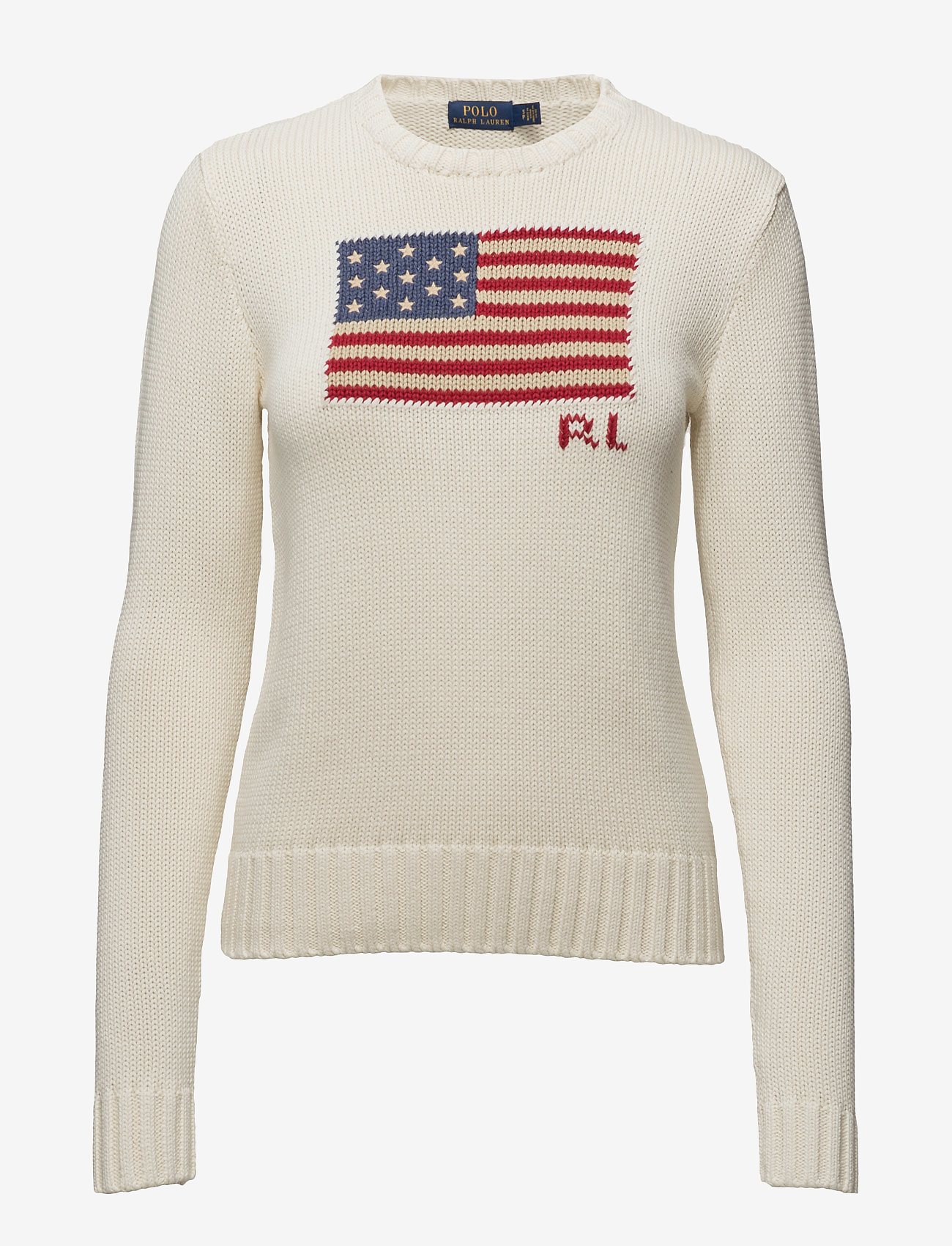 Flag Cotton Crewneck Sweater (Cream 