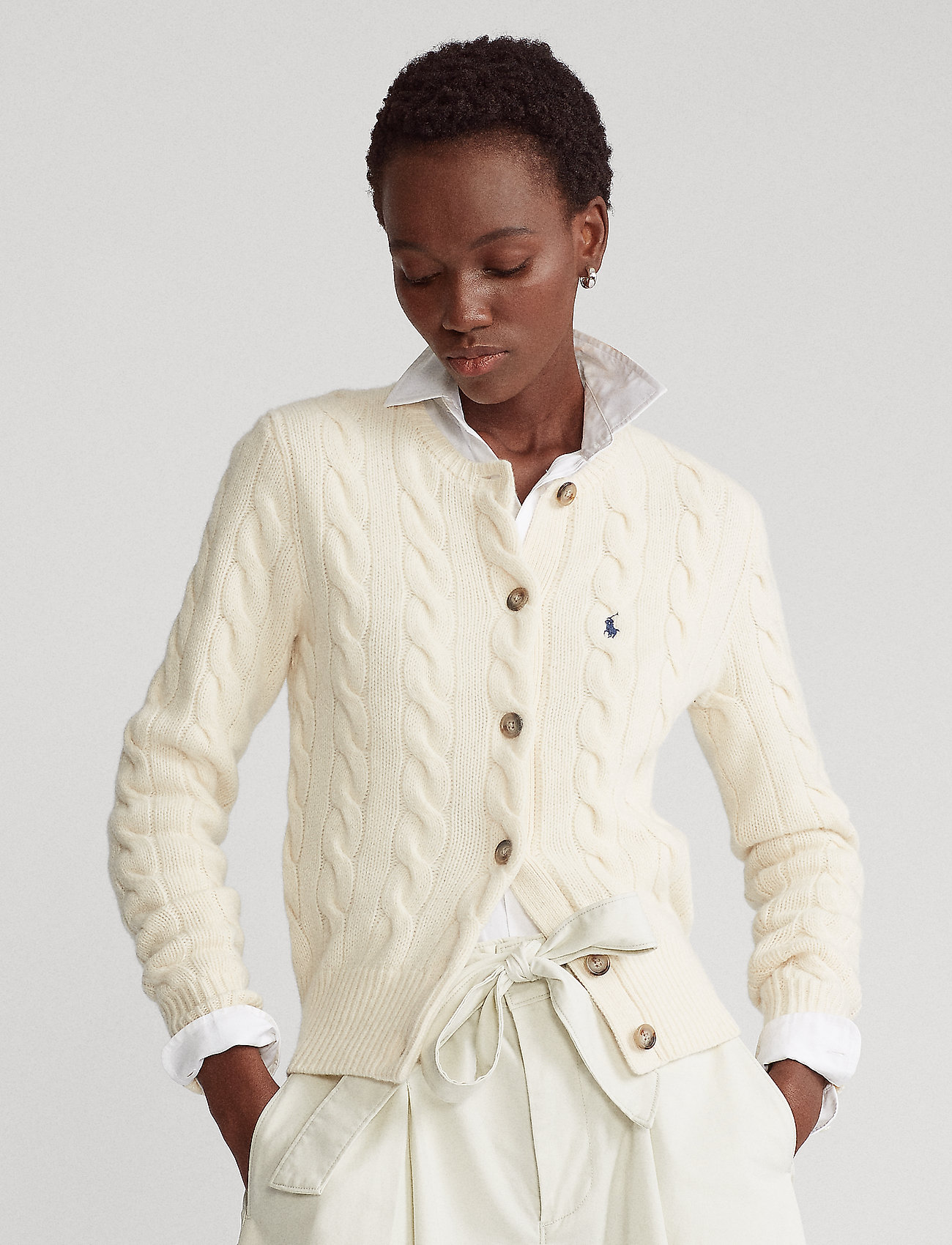 Buttoned Wool-blend Cardigan (Cream) (1299 kr) - Polo Ralph Lauren ...