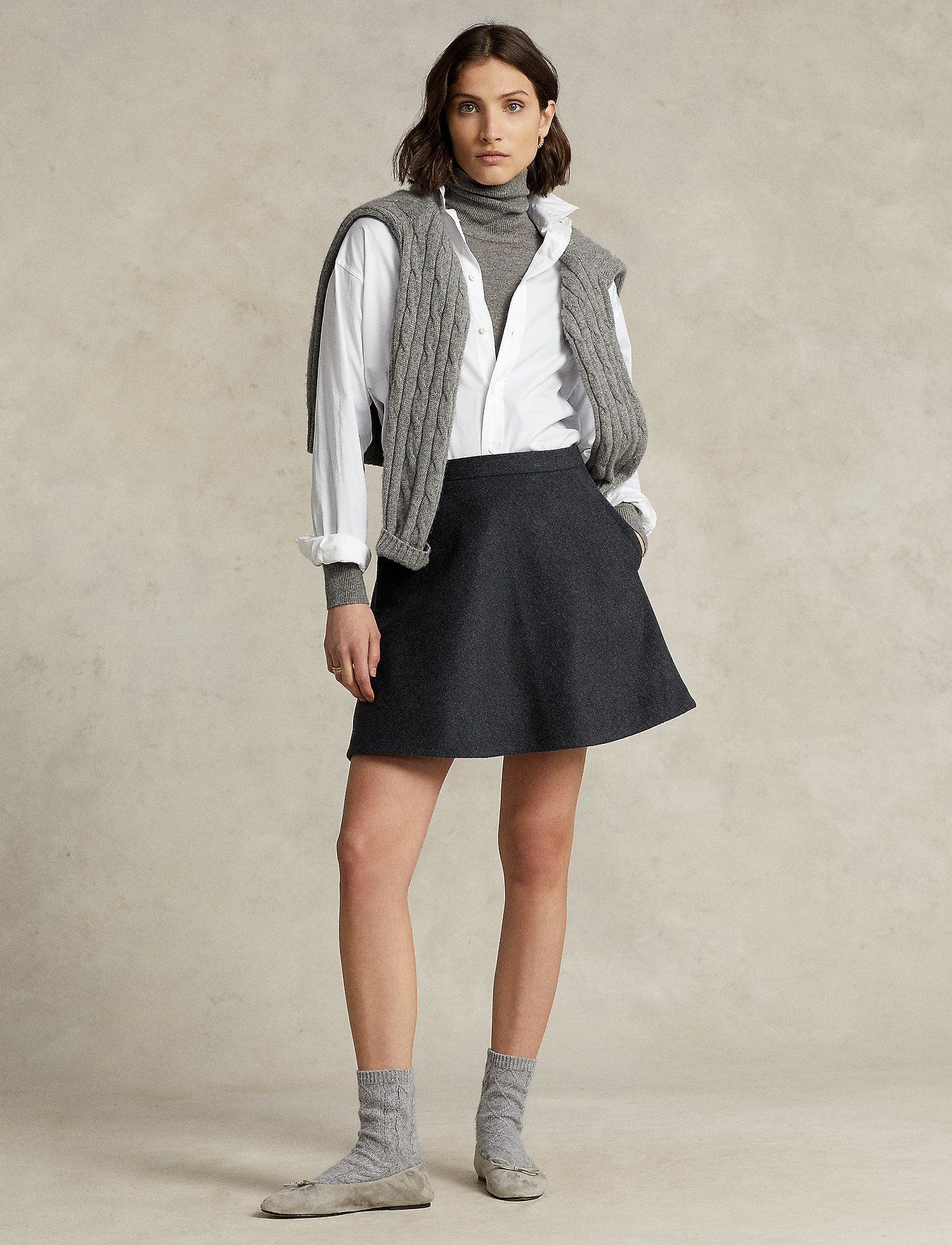 Polo Ralph Lauren Wool-cashmere Melton A-line Skirt - Short skirts -  