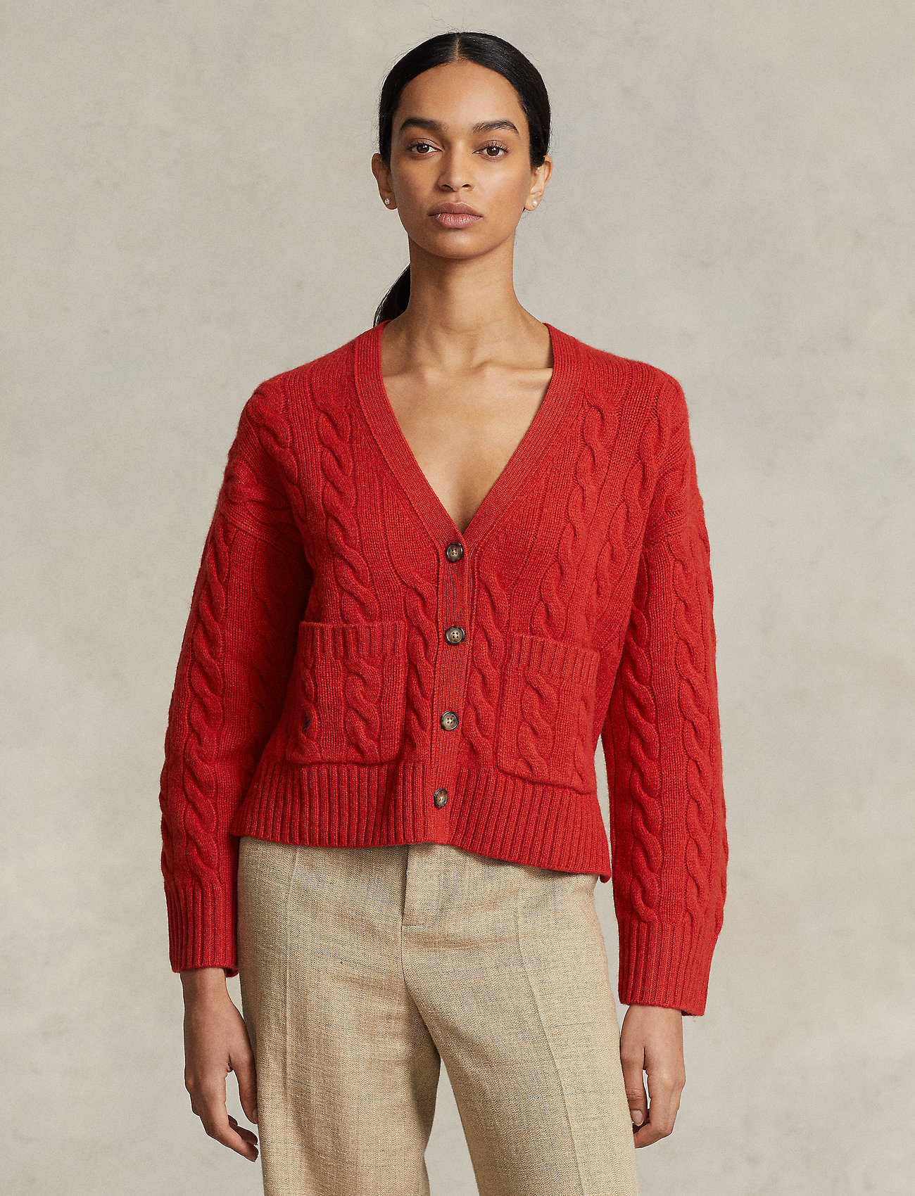 Polo Ralph Lauren Cable-knit Wool-cashmere V-neck Cardigan - Cardigans -  