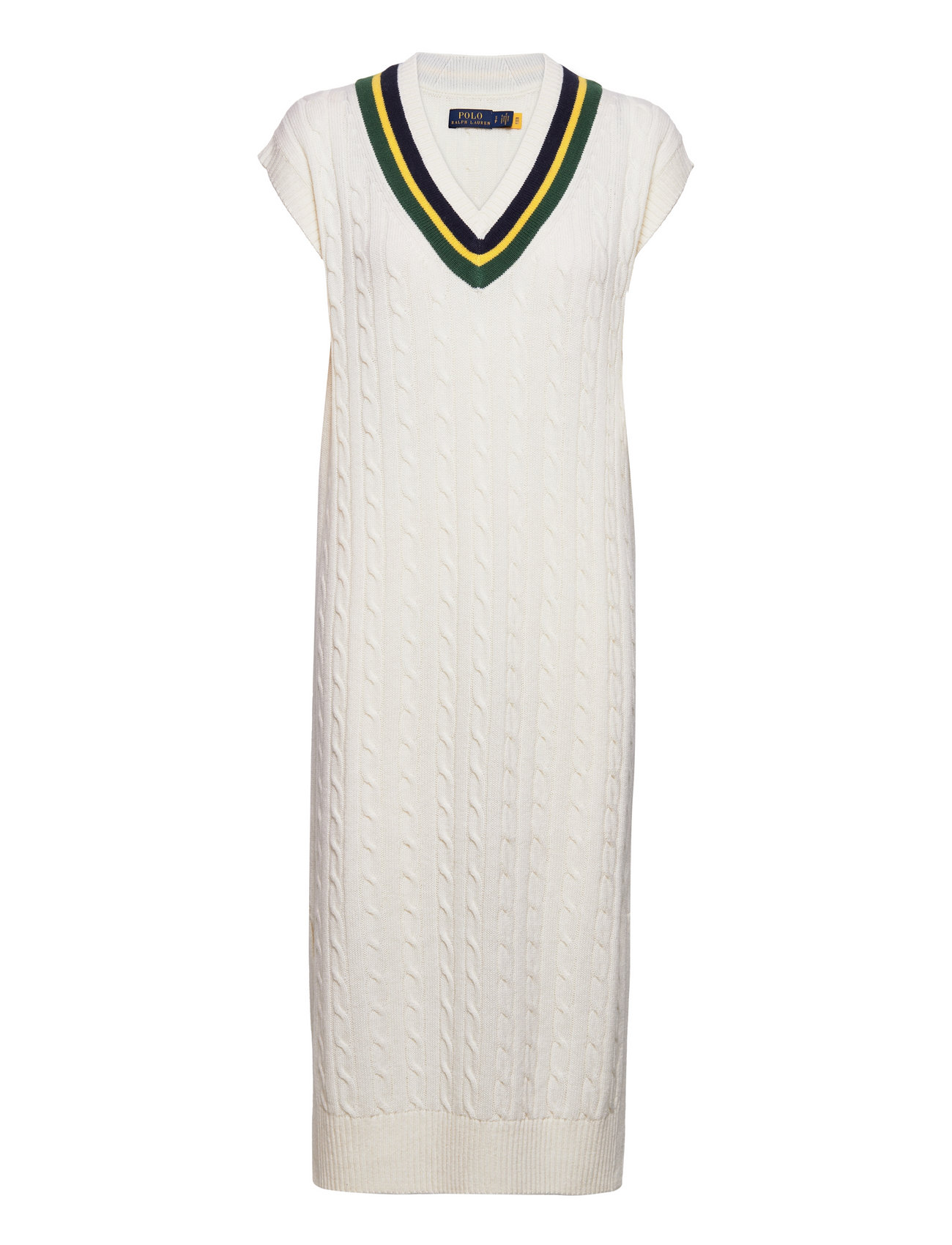 Cable-Knit Cricket Midi Sweater Dress Knælang Kjole White Polo Ralph Lauren