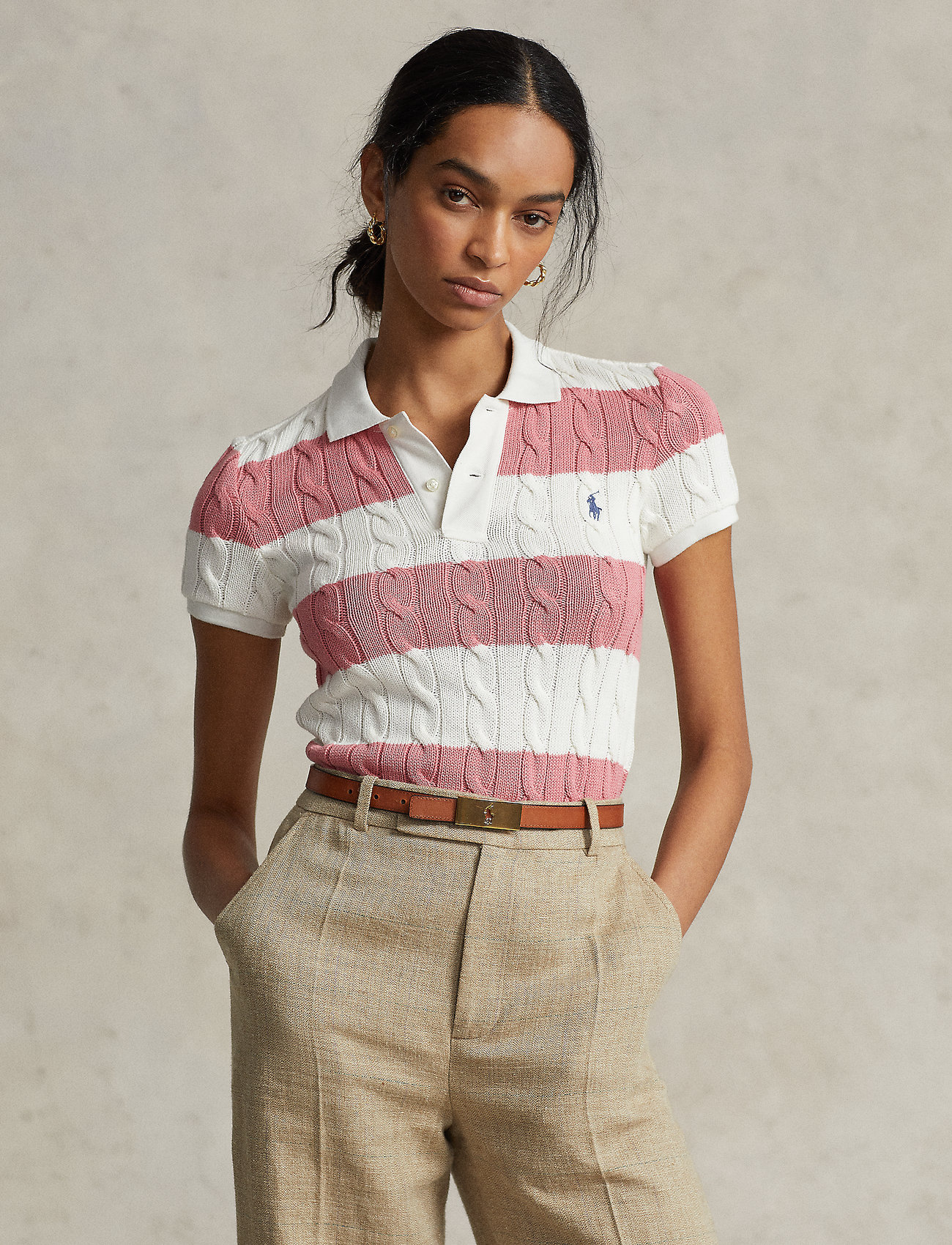 Polo Ralph Lauren Striped Cable-knit Polo Shirt - Jumpers 