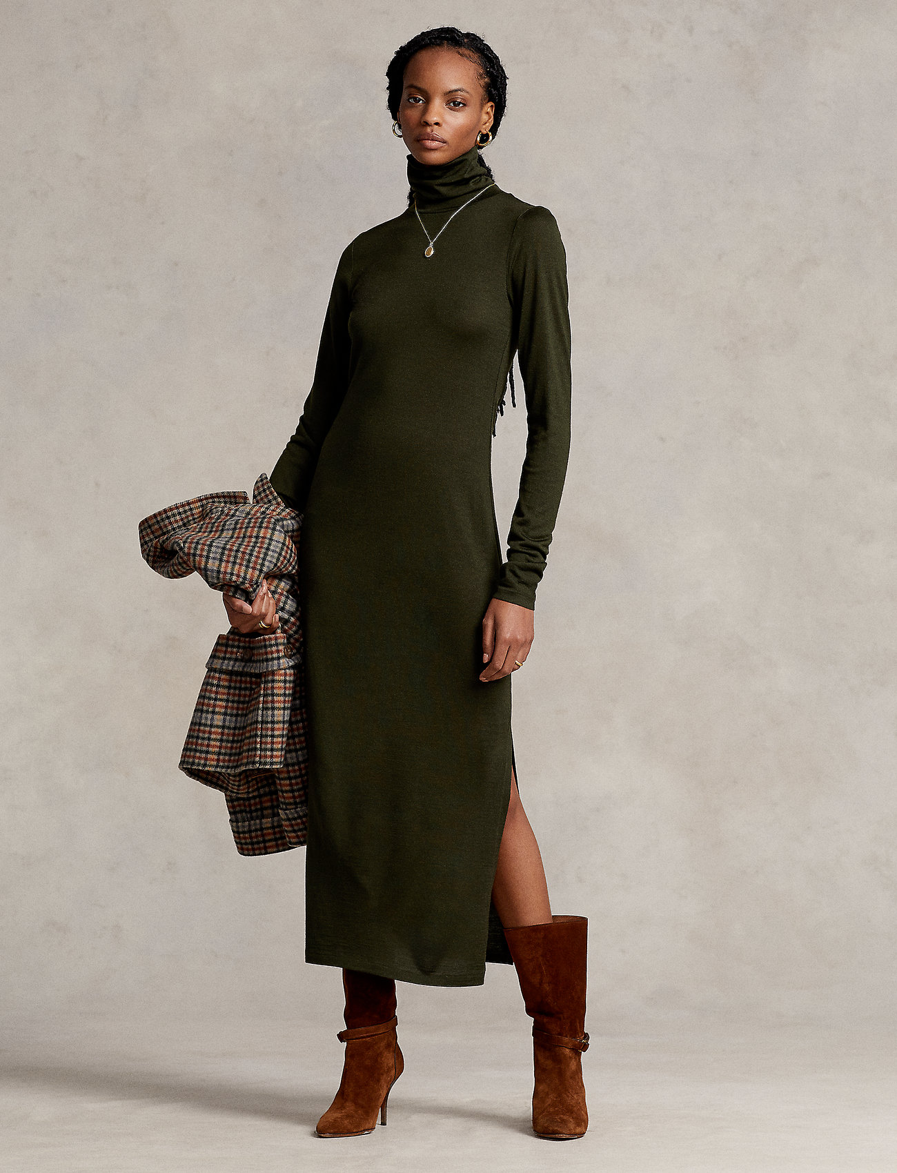 Polo Ralph Lauren Belted Jersey Turtleneck Dress - Knitted dresses -  
