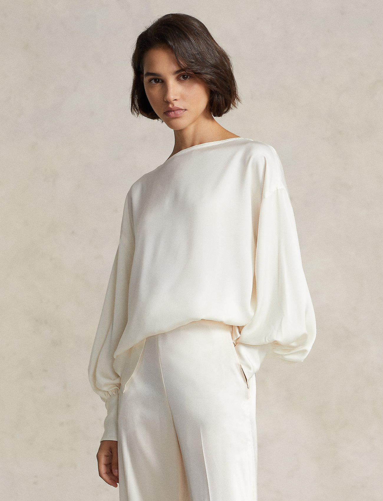 Polo Ralph Lauren Satin Blouson-sleeve Top - Long sleeved blouses -  