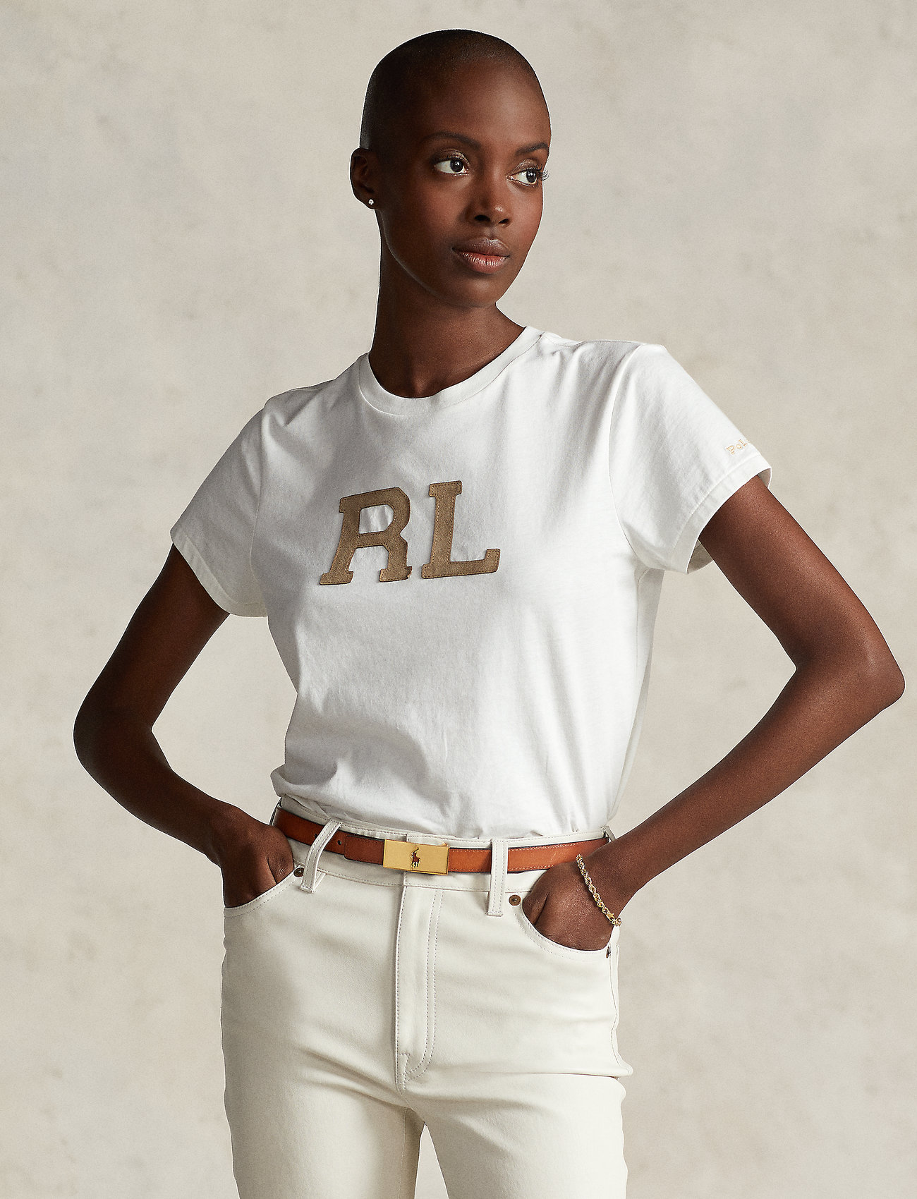 Polo Ralph Lauren Rl-suede-appliqué Jersey Tee - T-shirts 