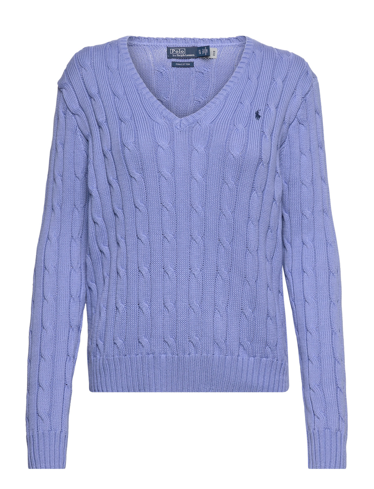 Polo Ralph Lauren Cable-Knit Cotton V-Neck Sweater Blå