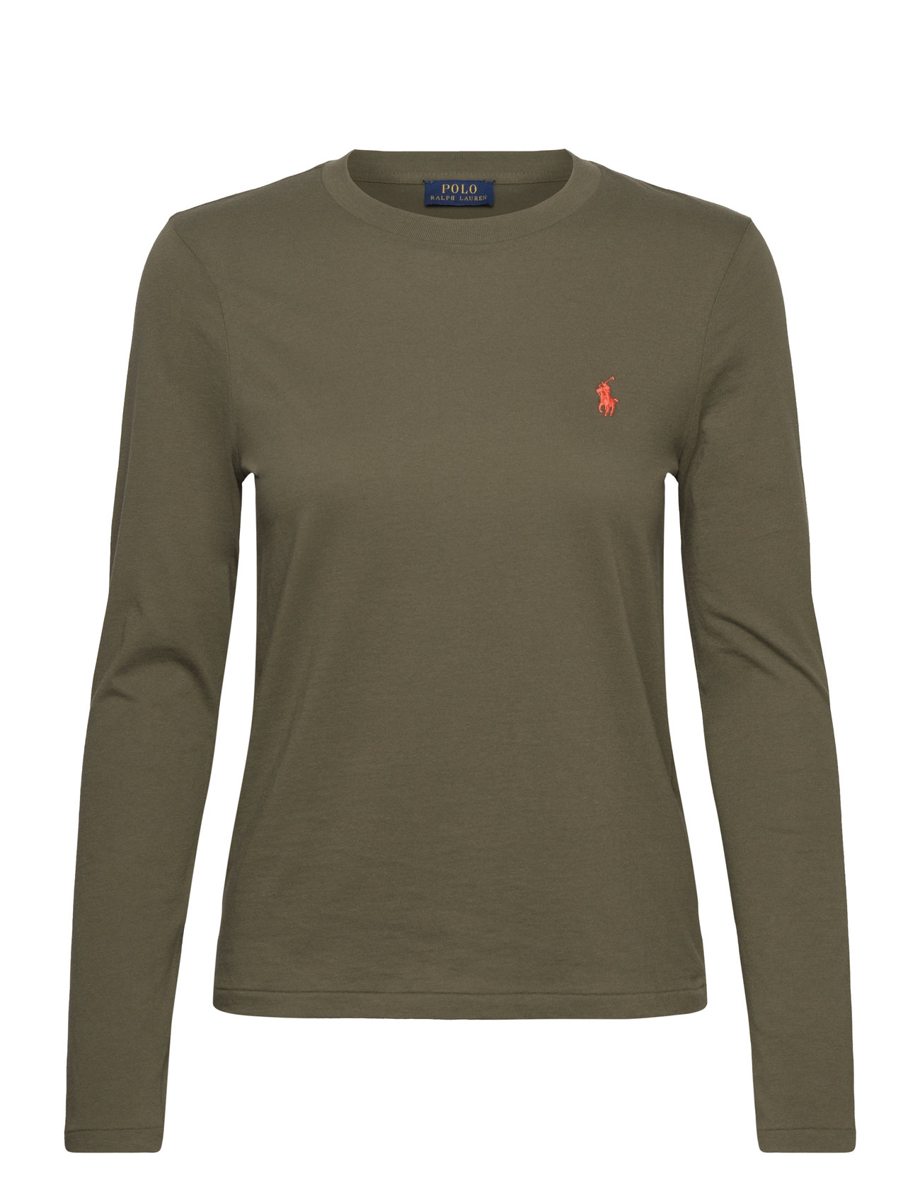 Long-Sleeve Jersey Crewneck Tee Tops T-shirts & Tops Long-sleeved Khaki Green Polo Ralph Lauren