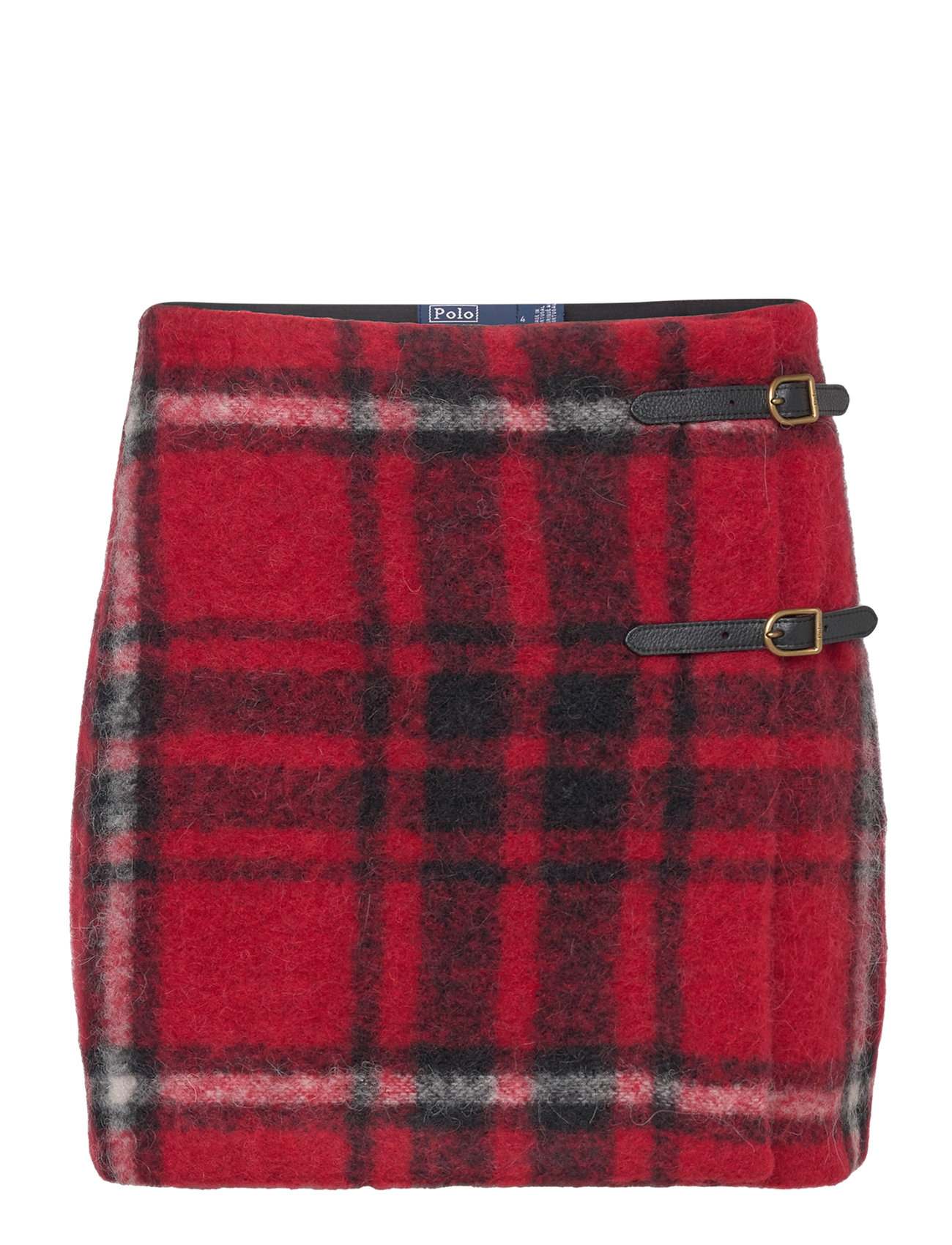 "Polo Ralph Lauren" "Plaid Leather-Trim Wrap Skirt Kort Nederdel Red Polo