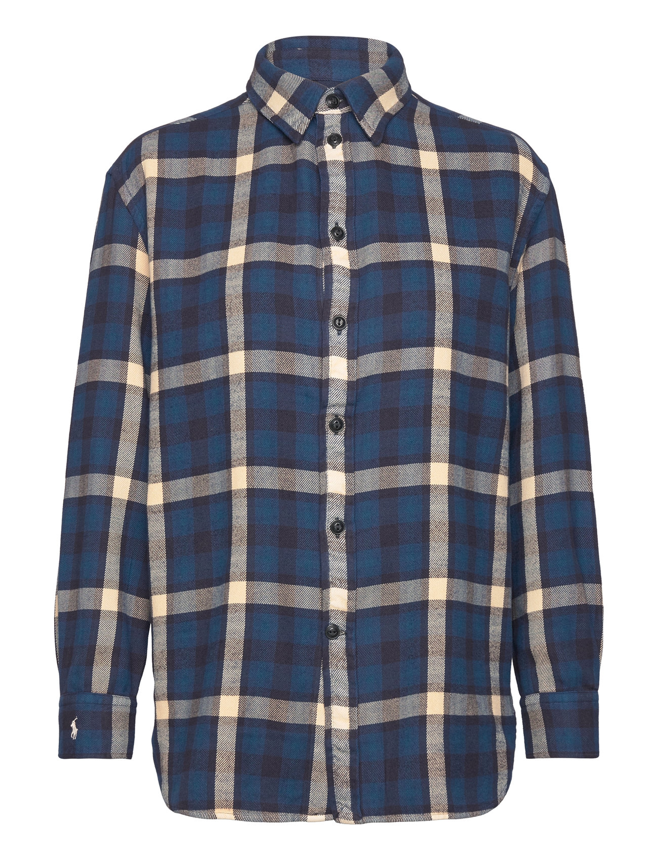 Over Fit Plaid Cotton Twill Shirt Tops Shirts Long-sleeved Blue Polo Ralph Lauren