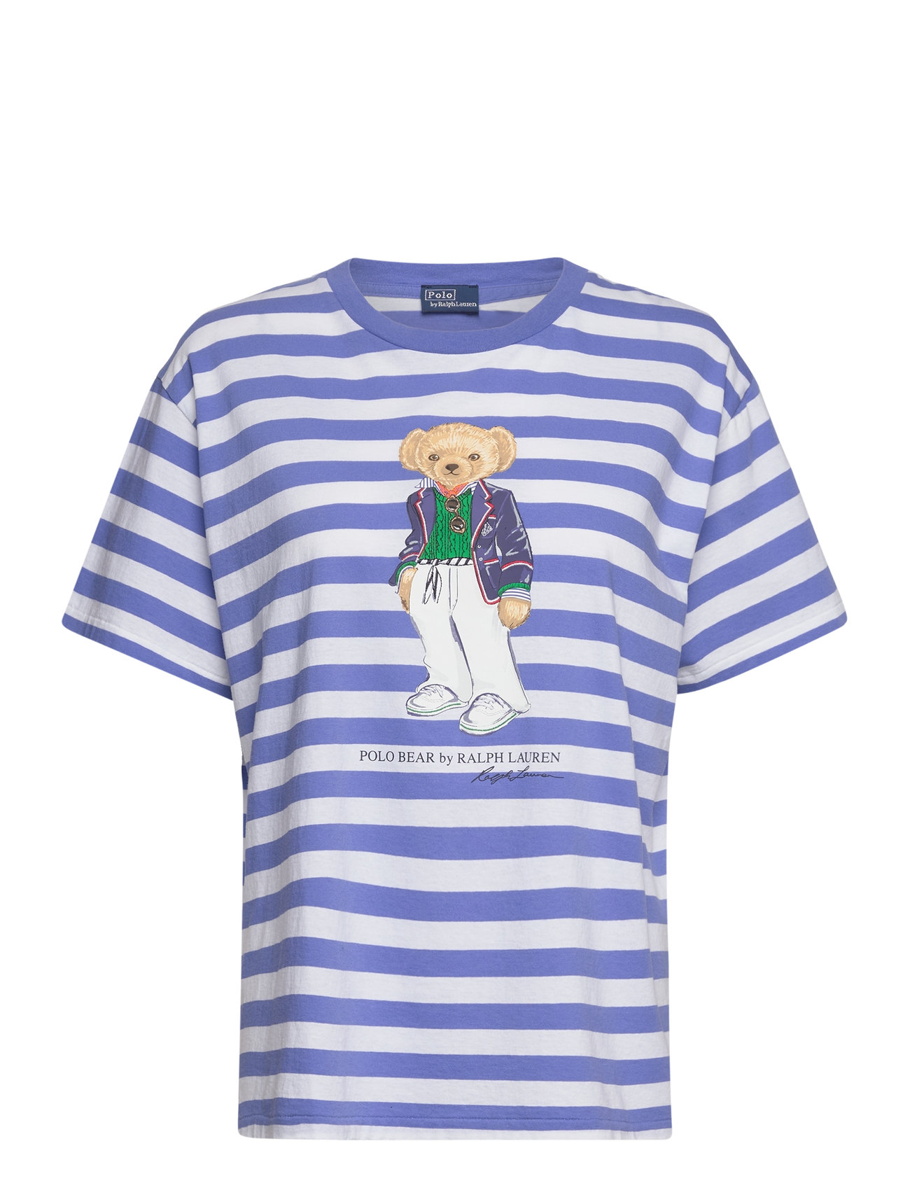 Polo Bear Striped Cotton Tee Tops T-shirts & Tops Short-sleeved Blue Polo Ralph Lauren