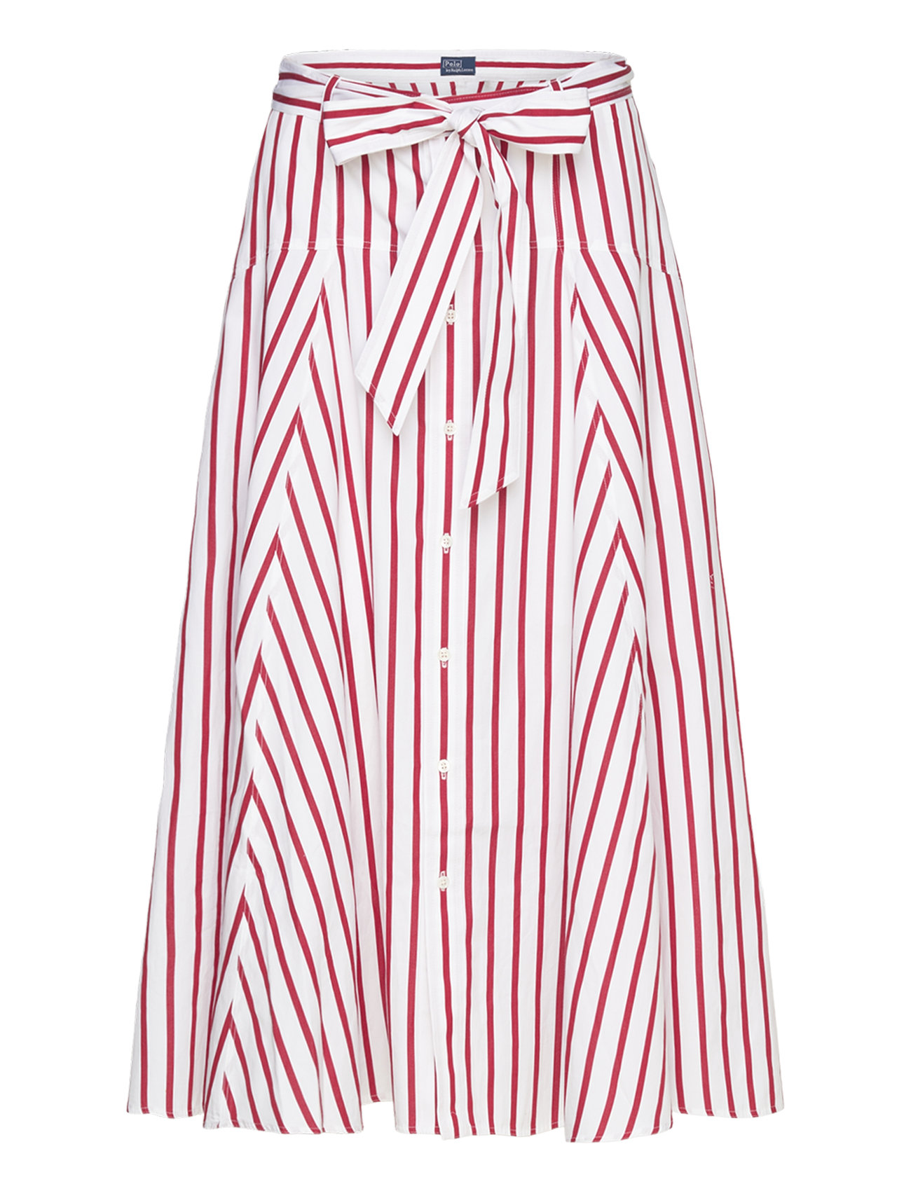"Polo Ralph Lauren" "Striped Cotton A-Line Skirt Knælang Nederdel Red Polo