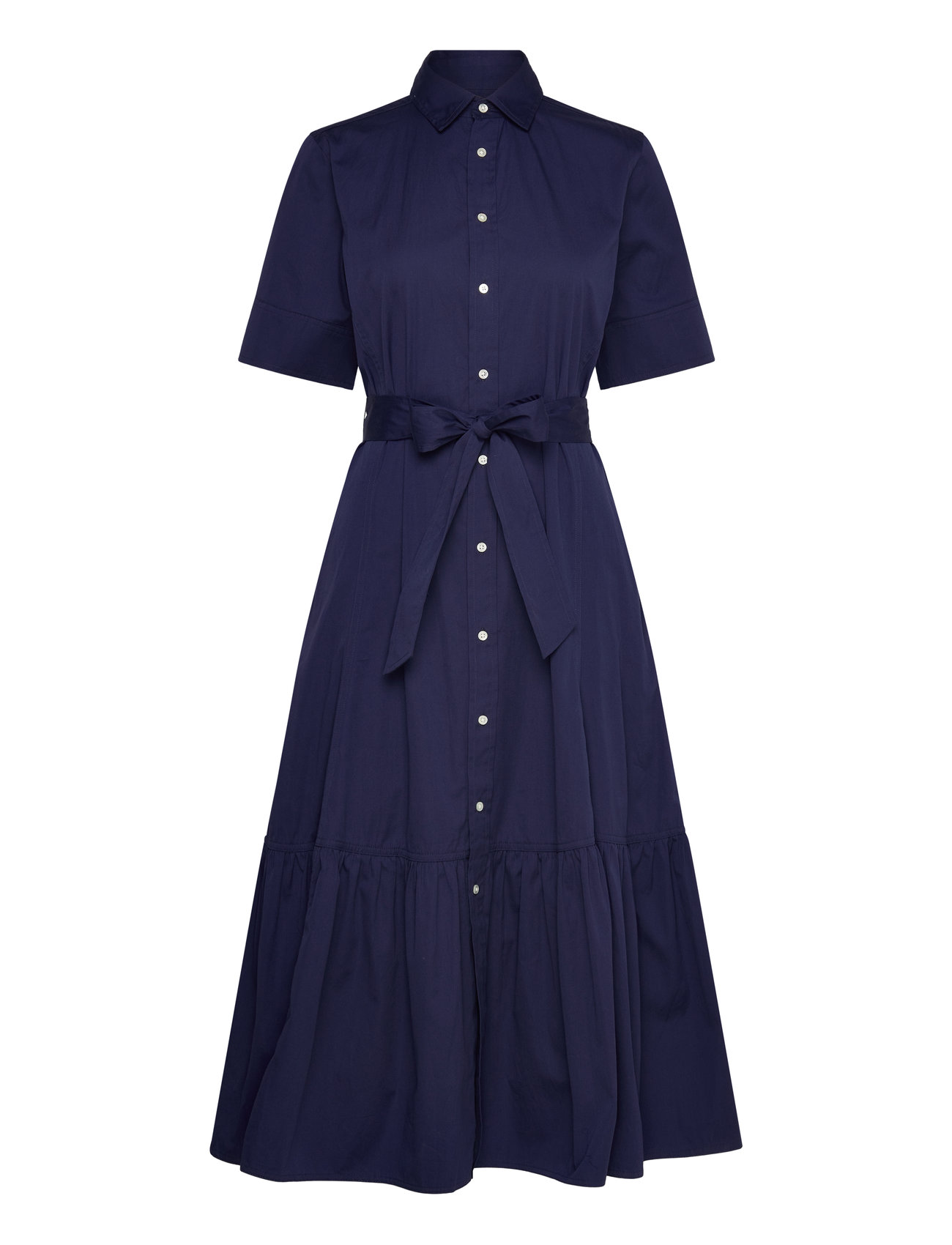 Tiered Cotton Shirtdress