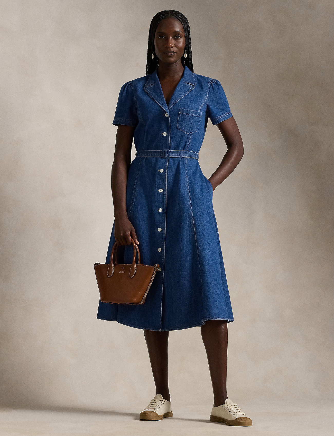 Polo Ralph Lauren Buttoned Denim Midi Dress - Midi-Kleider - Boozt.com