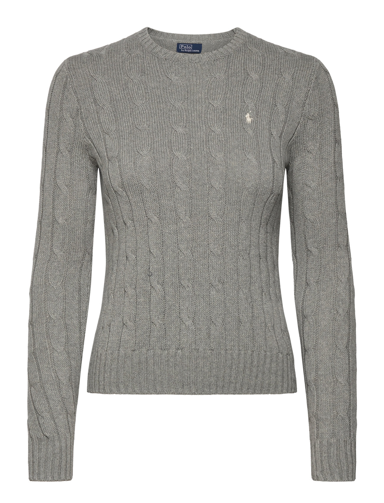 Cable-Knit Cotton Crewneck Sweater Tops Knitwear Jumpers Grey Polo Ralph Lauren