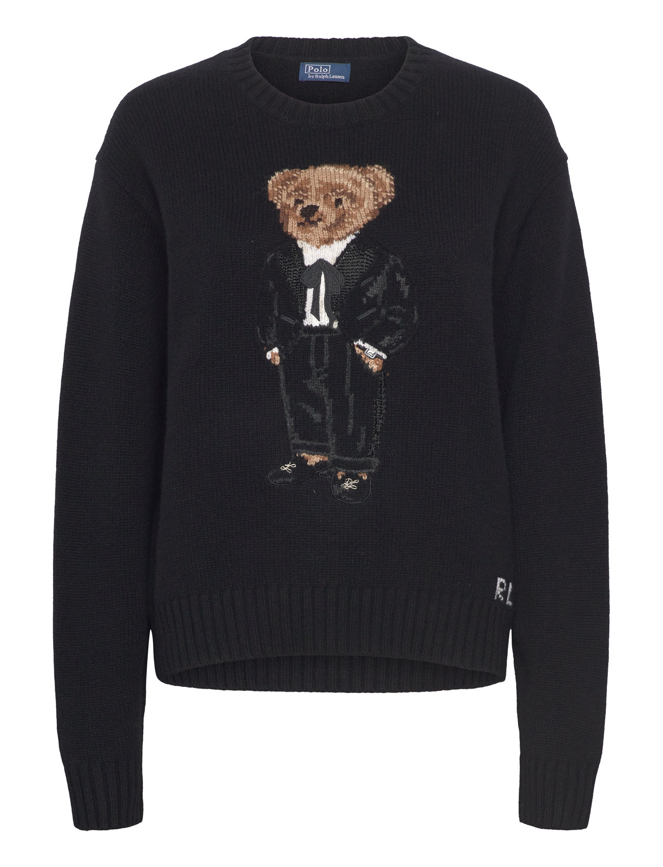 Polo Bear Wool-Blend Crewneck Sweater Tops Knitwear Jumpers Black Polo Ralph Lauren