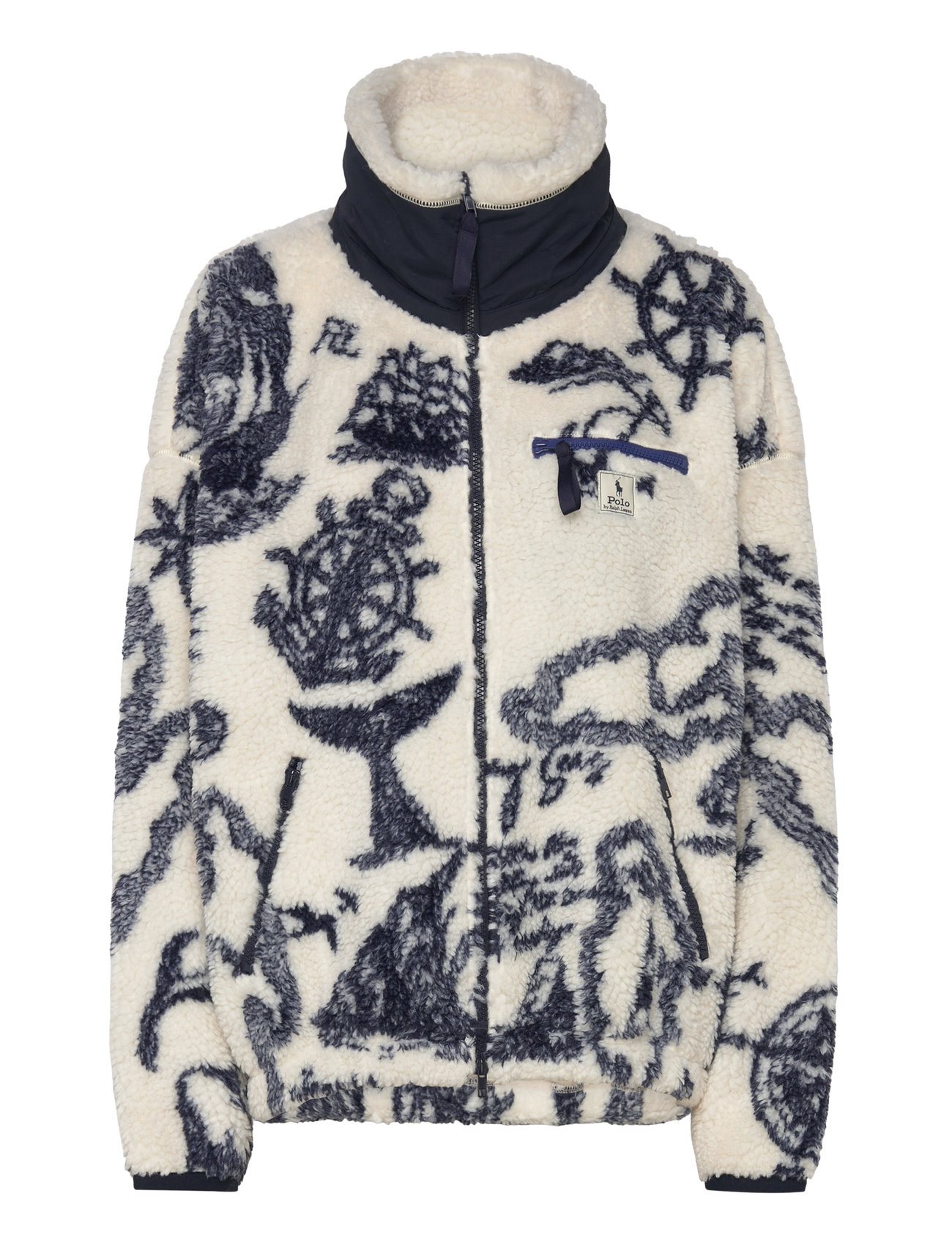 Polo Ralph Lauren High-Pile Graphic Fleece Zip Mockneck Kräm