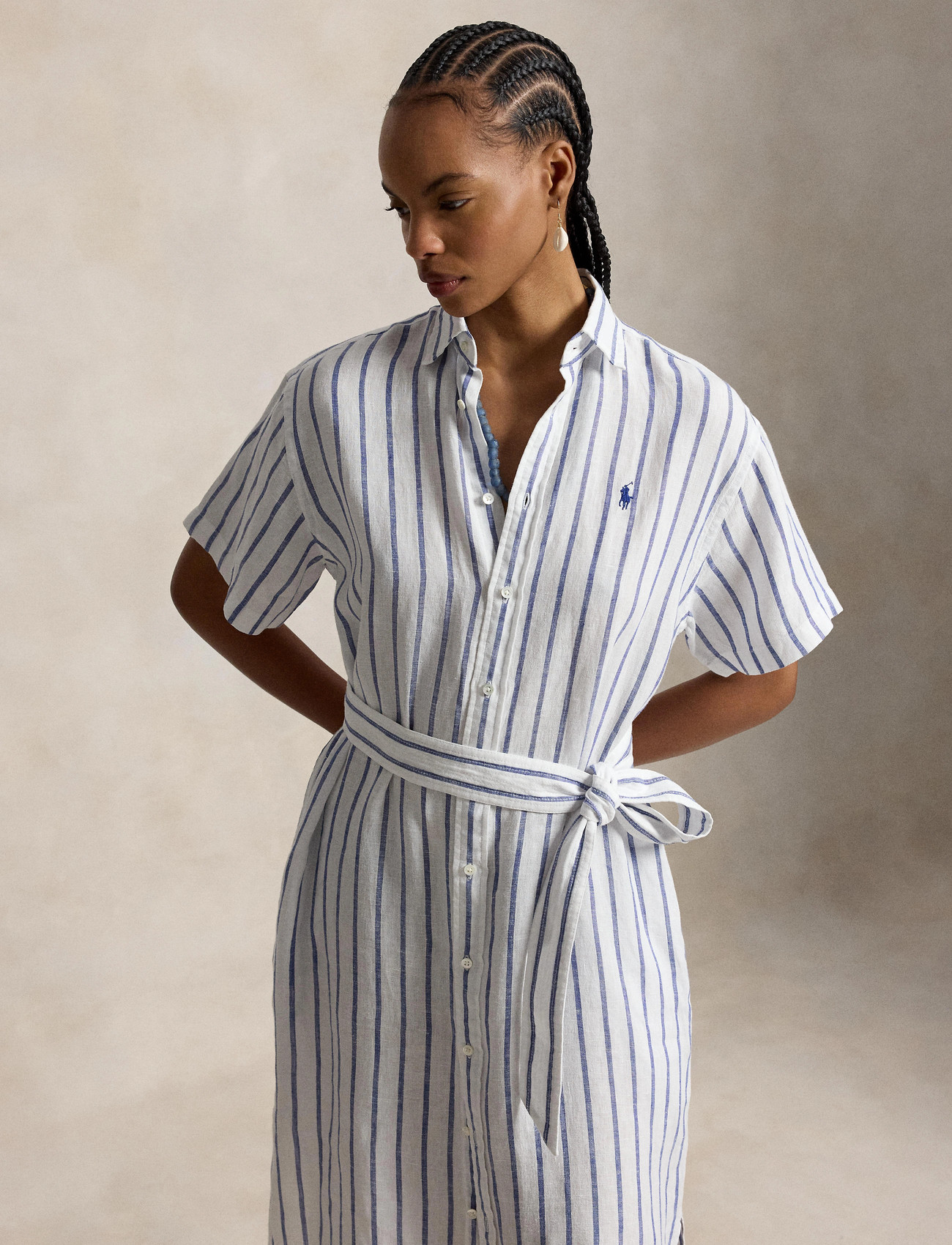 Polo Ralph Lauren Striped Linen Short-sleeve Shirtdress