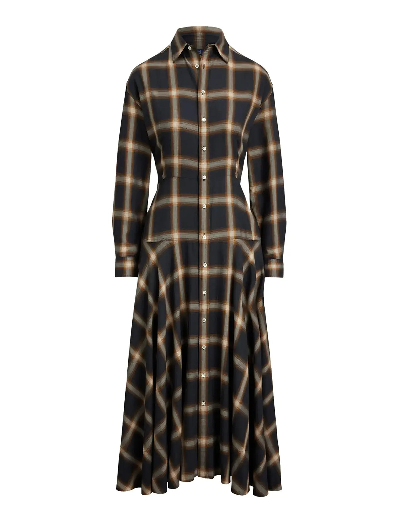 POLO RALPH LAUREN Plaid Twill Paneled Shirtdress Braun - 38 - Damen