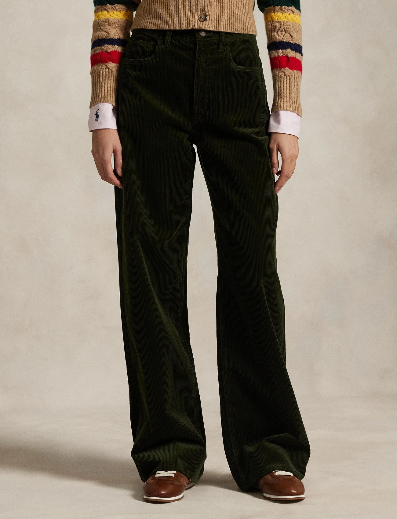 Polo Ralph Lauren Cotton Corduroy Wide-Leg Pant, 34, Khaki green, Bukser > Brede Ben, Dame